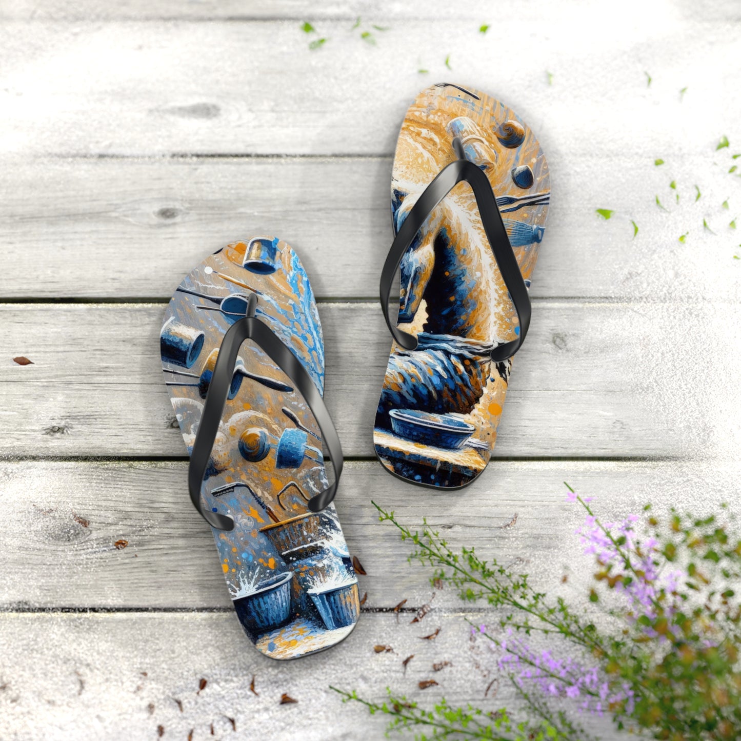 Meditative Kinetic Tachism Flip Flops