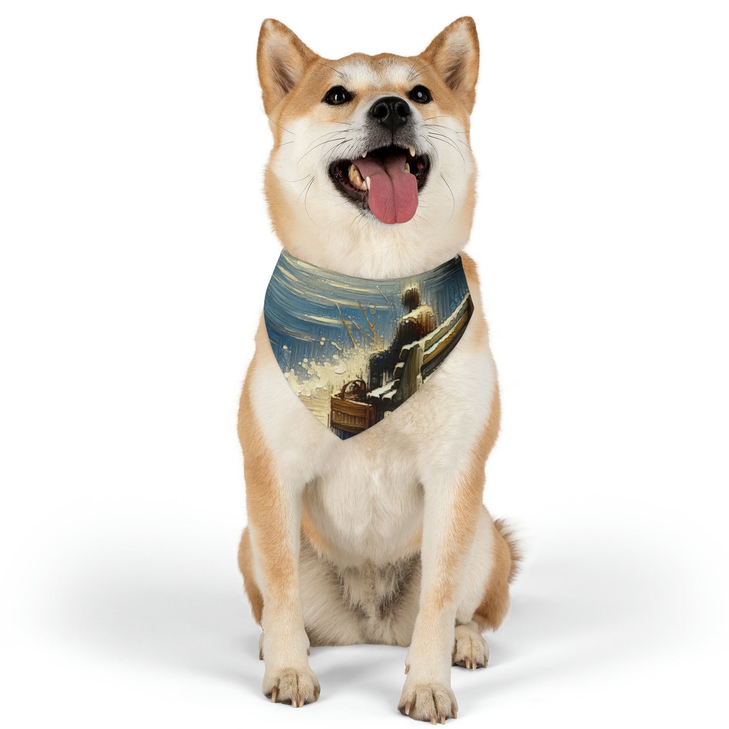 Seaside Solitude Tachism Pet Bandana Collar