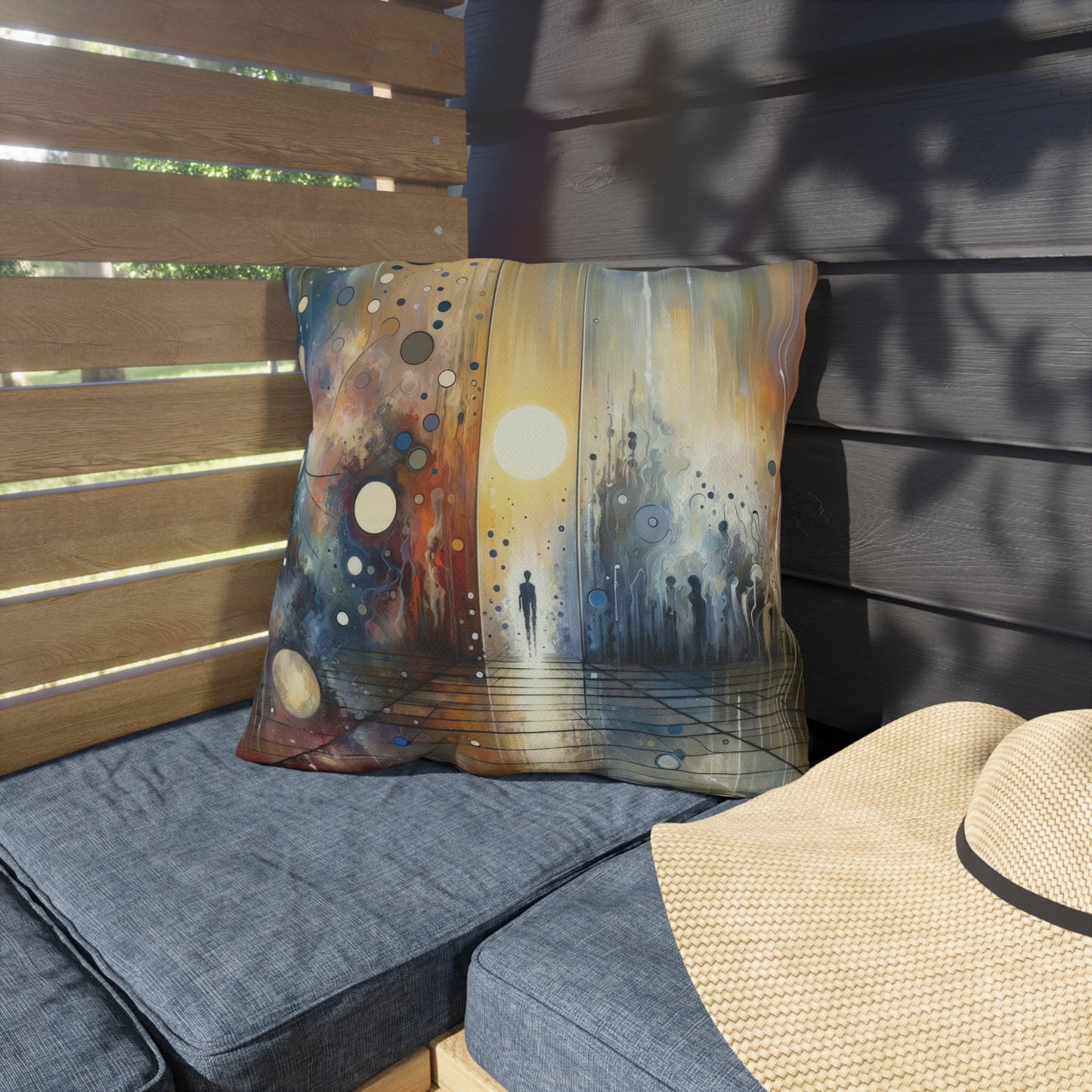 Stillness Transition Abstract Outdoor Pillows
