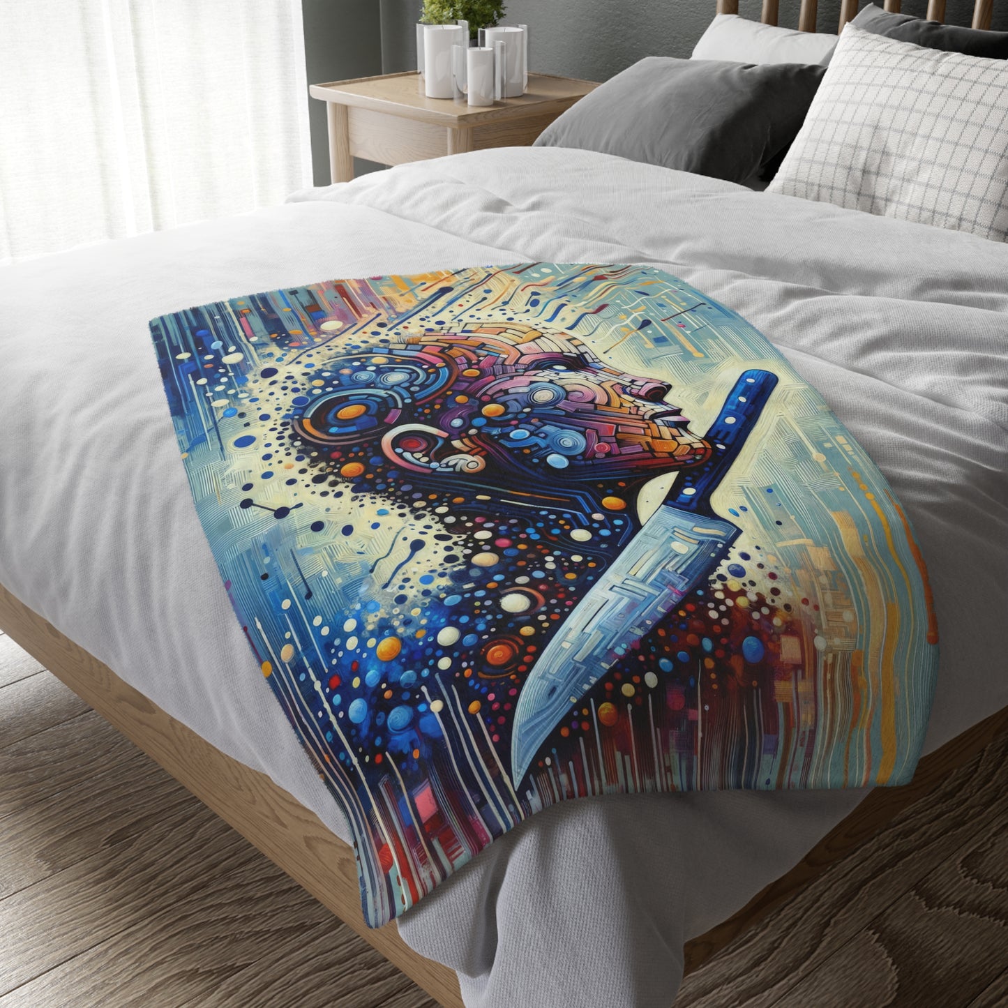 Digital Carving Abstract Velveteen Microfiber Blanket (Two-sided print)