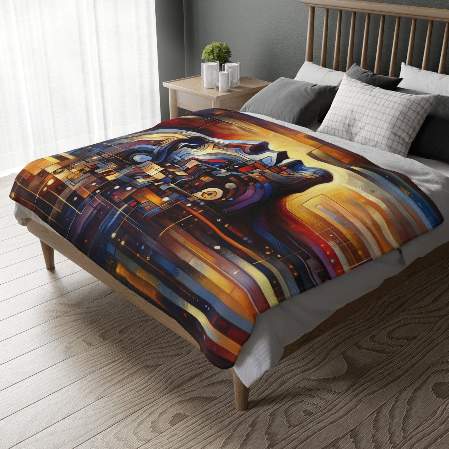 Reflective Tachism Shield Velveteen Microfiber Blanket (Two-sided print)