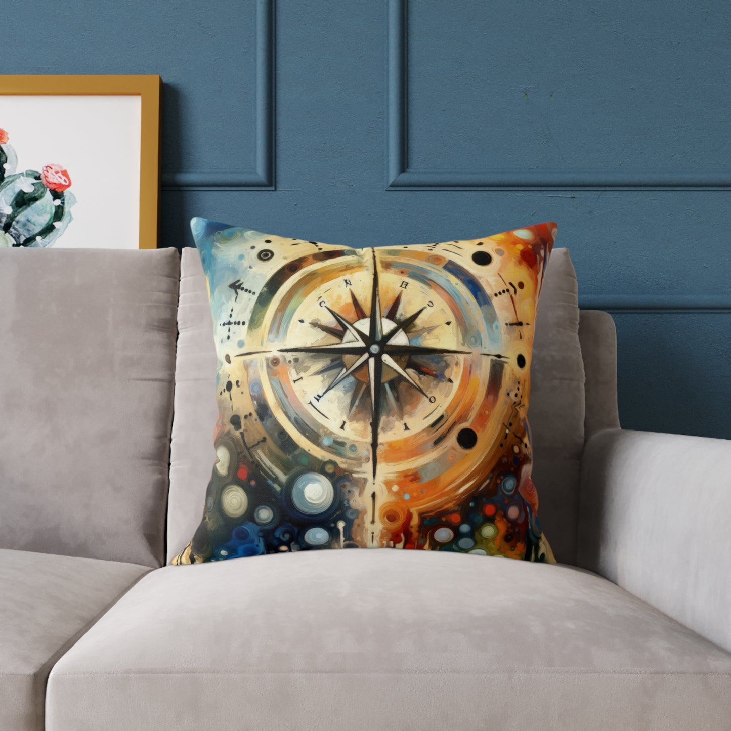 Guidance Abstract Compass Spun Polyester Pillow
