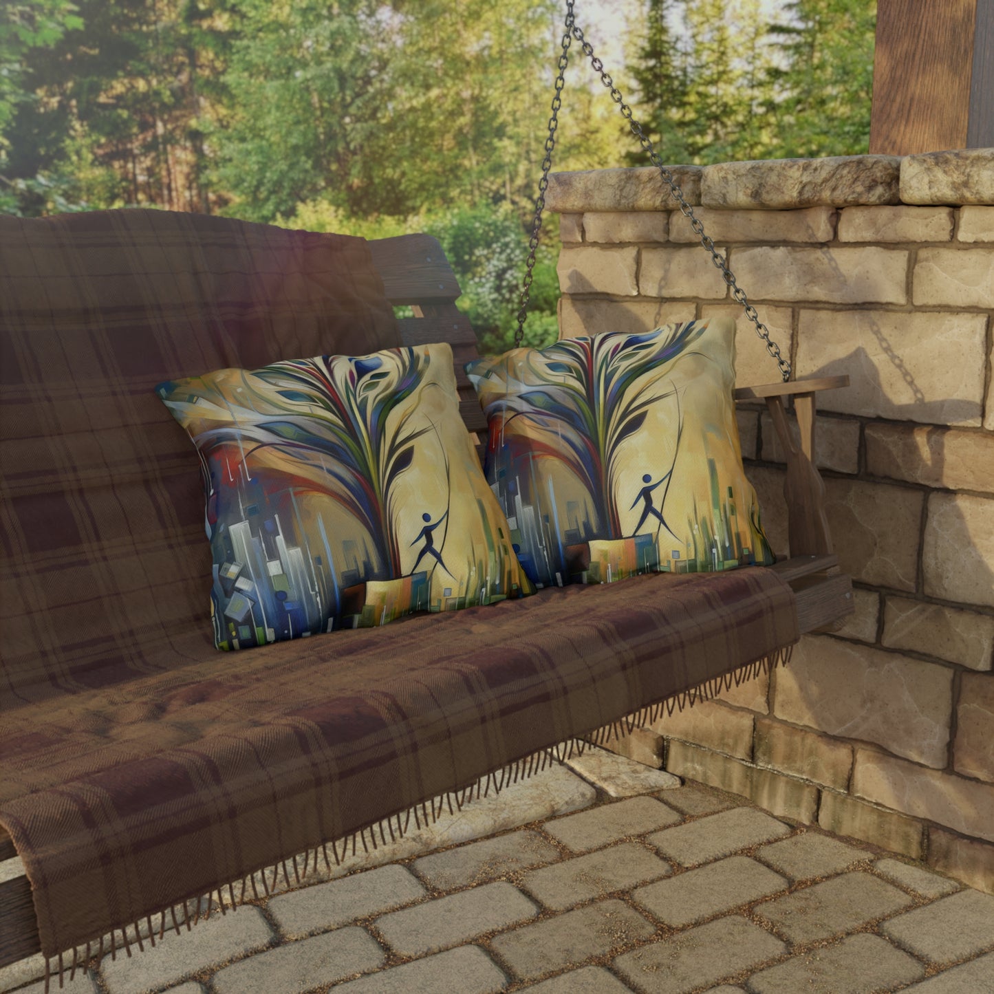 Pruning Distraction Tachism Outdoor Pillows