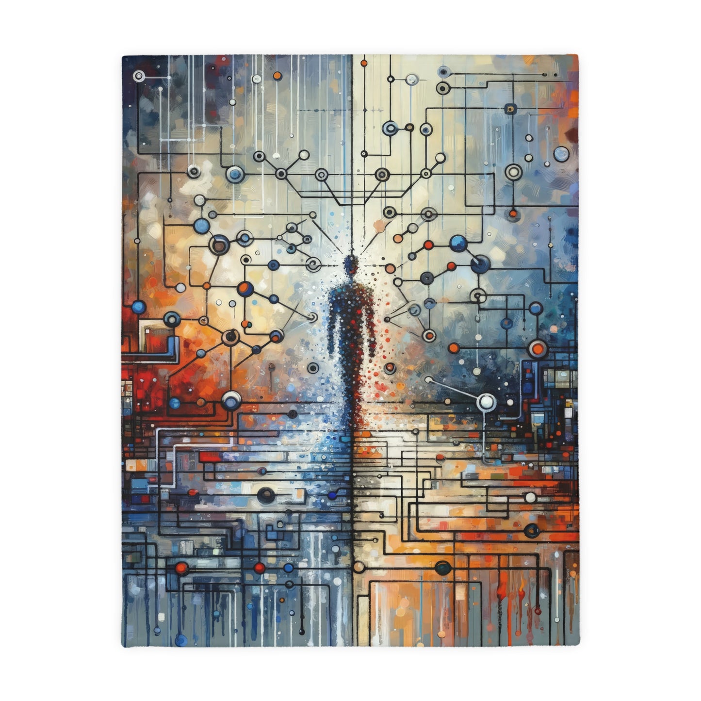 Technological Connectivity Bridge Velveteen Microfiber Blanket (Two-sided print)