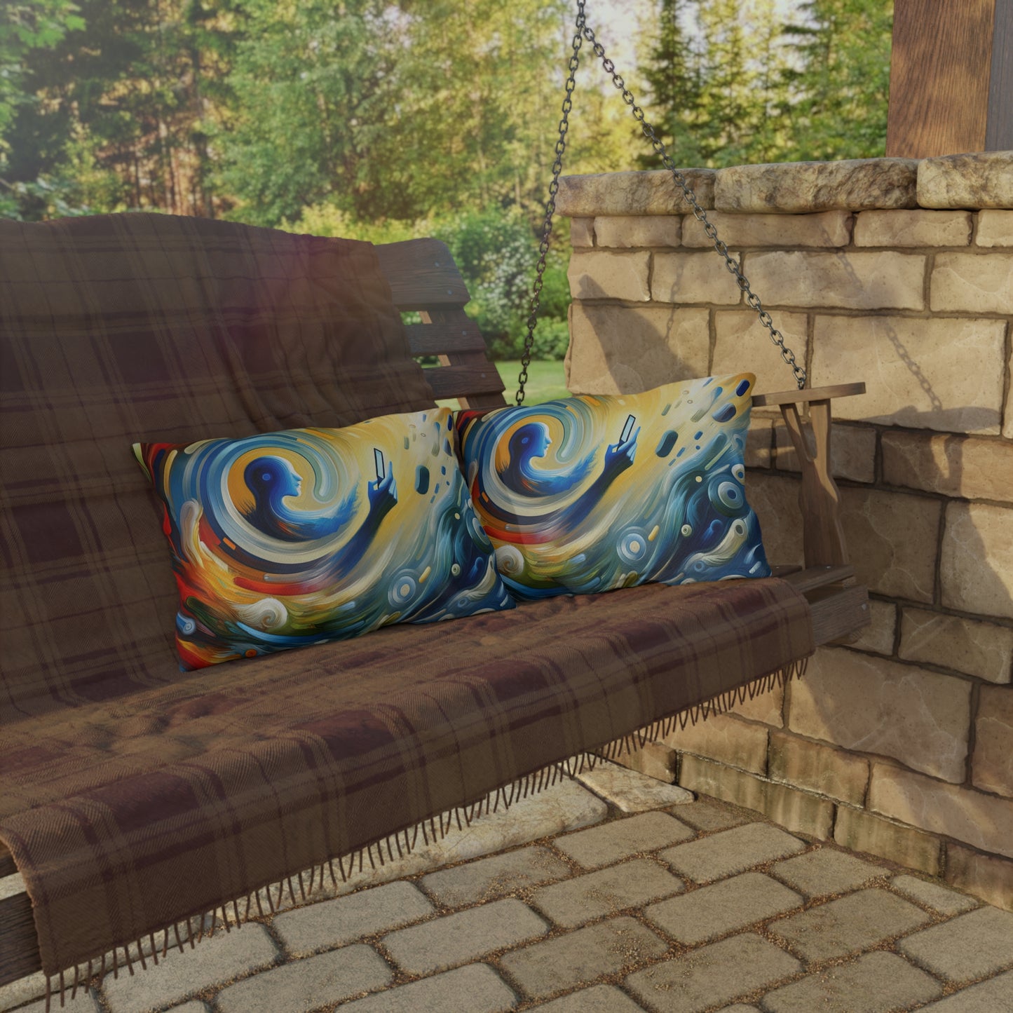 Swipe Connection Tachism Outdoor Pillows