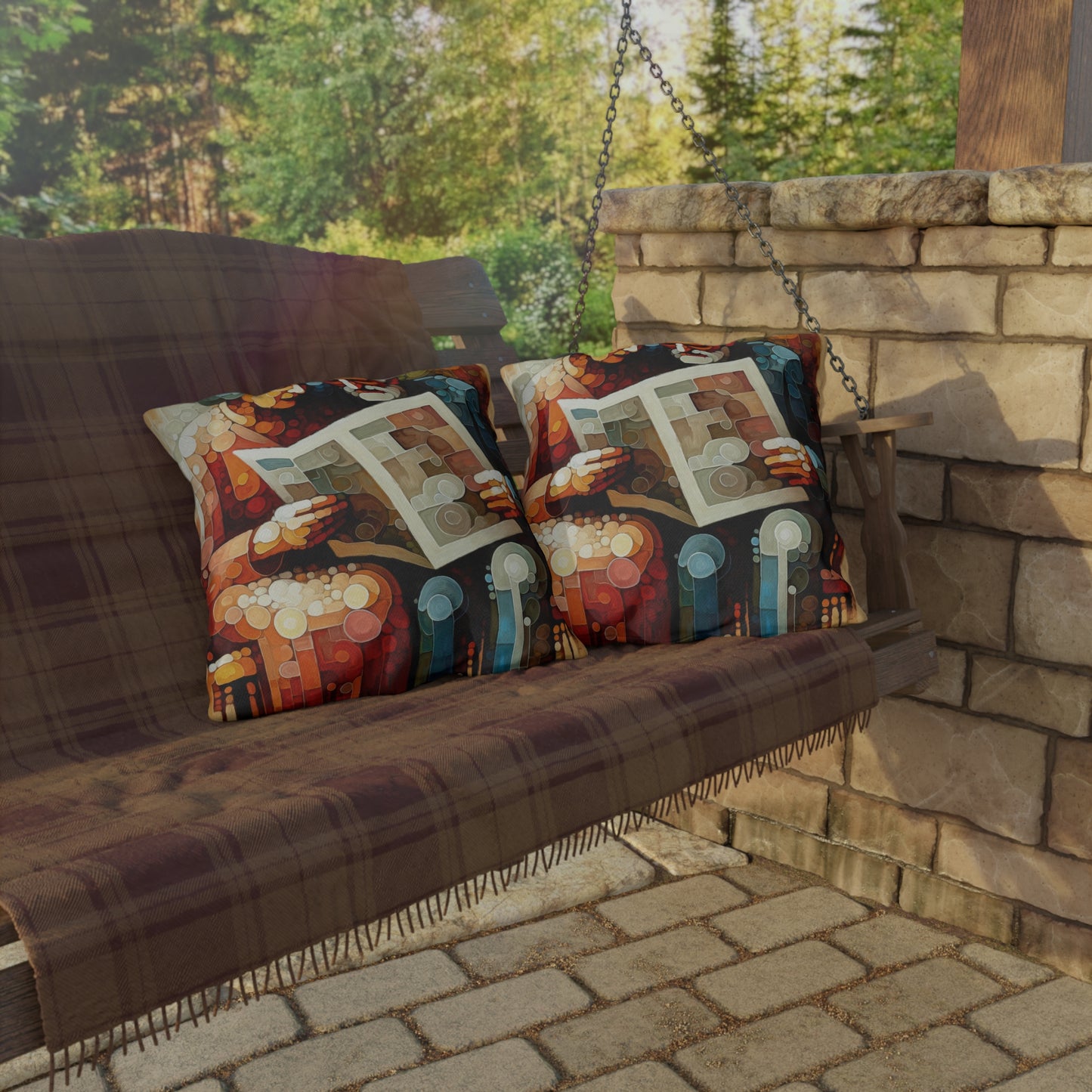 Elderly Unity Tachism Outdoor Pillows