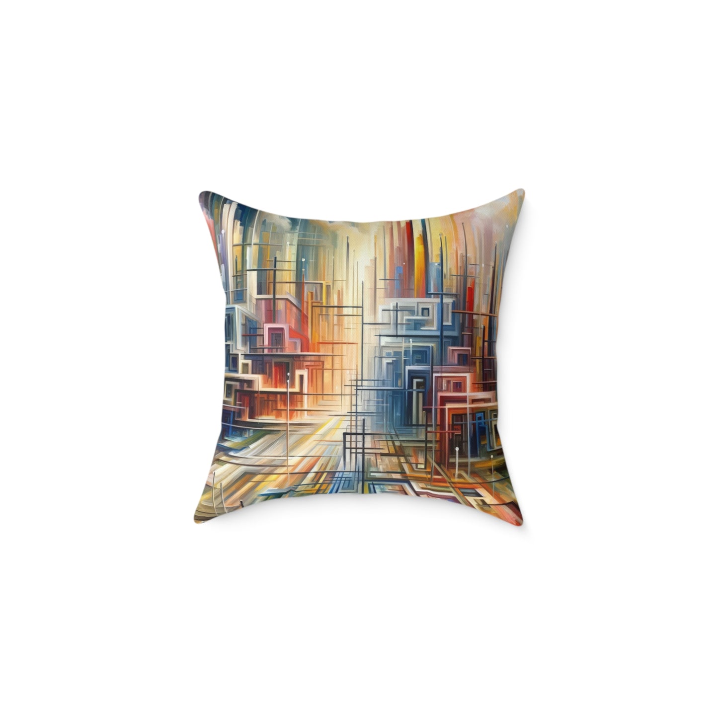 Urban Flow Interconnectedness Spun Polyester Pillow