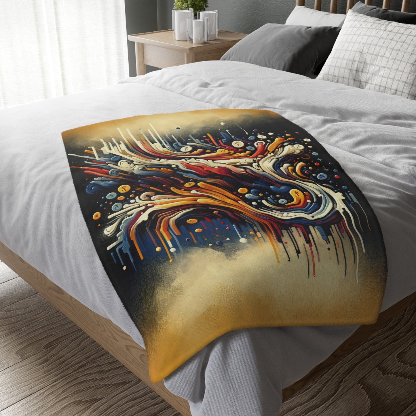 Abstract Financial Flux Velveteen Microfiber Blanket (Two-sided print)