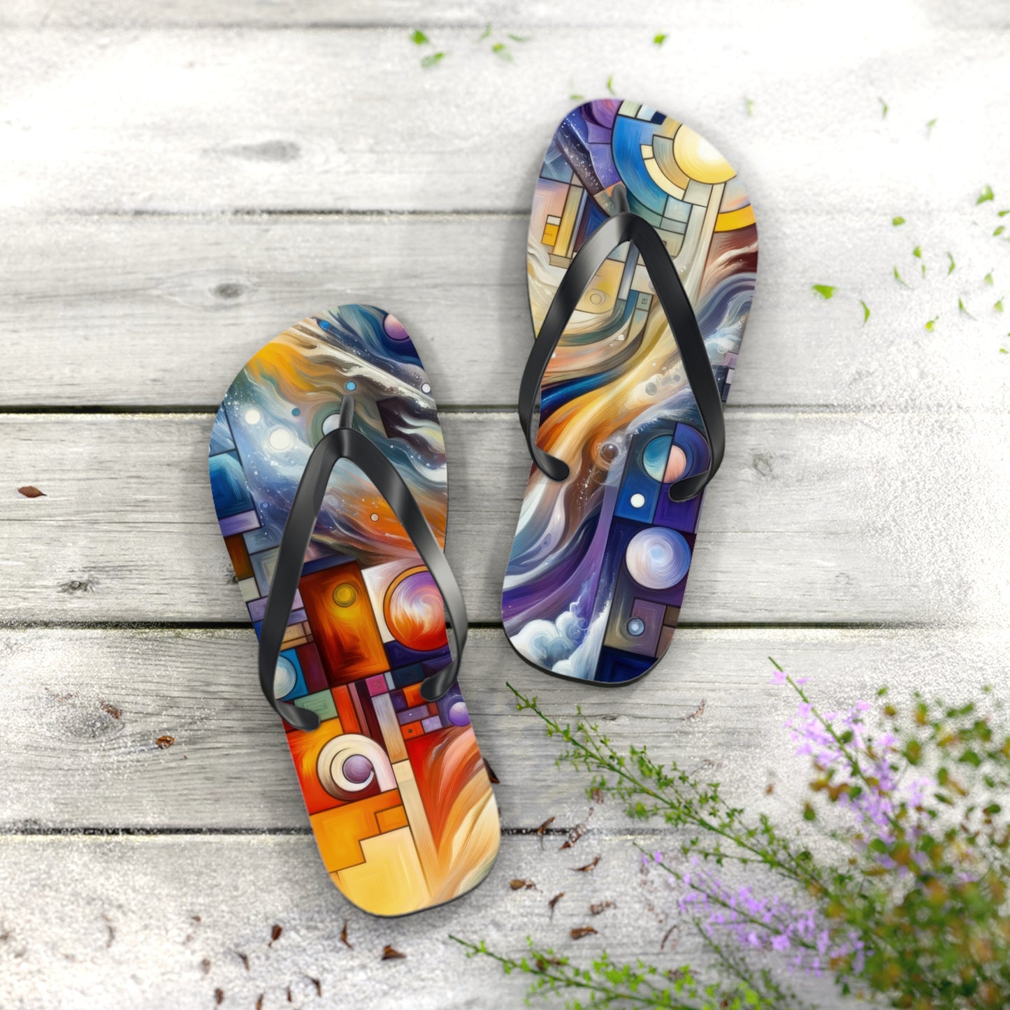 Cosmic Tachism Alchemy Flip Flops