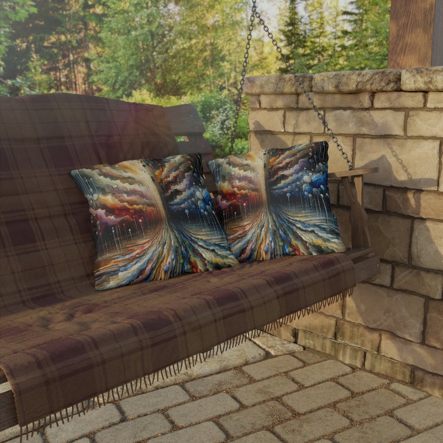 Linguistic Resonance Cascade Outdoor Pillows