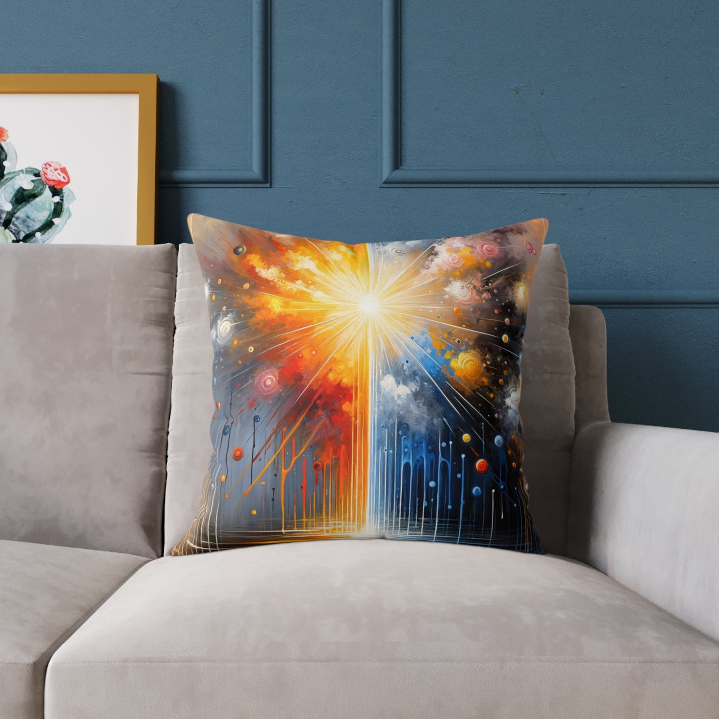 Luminous Abstract Tachism Spun Polyester Pillow