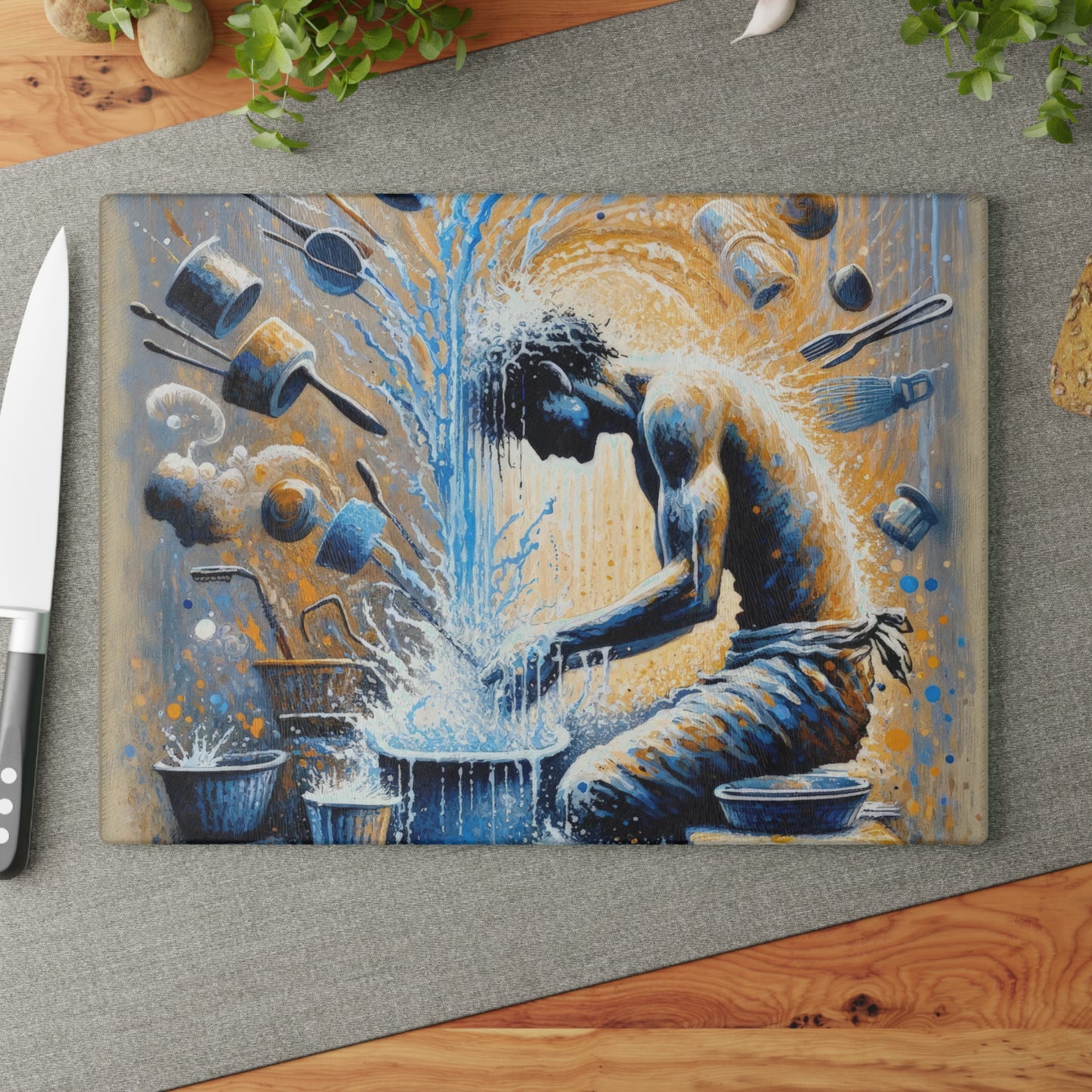 Meditative Kinetic Tachism Glass Cutting Board