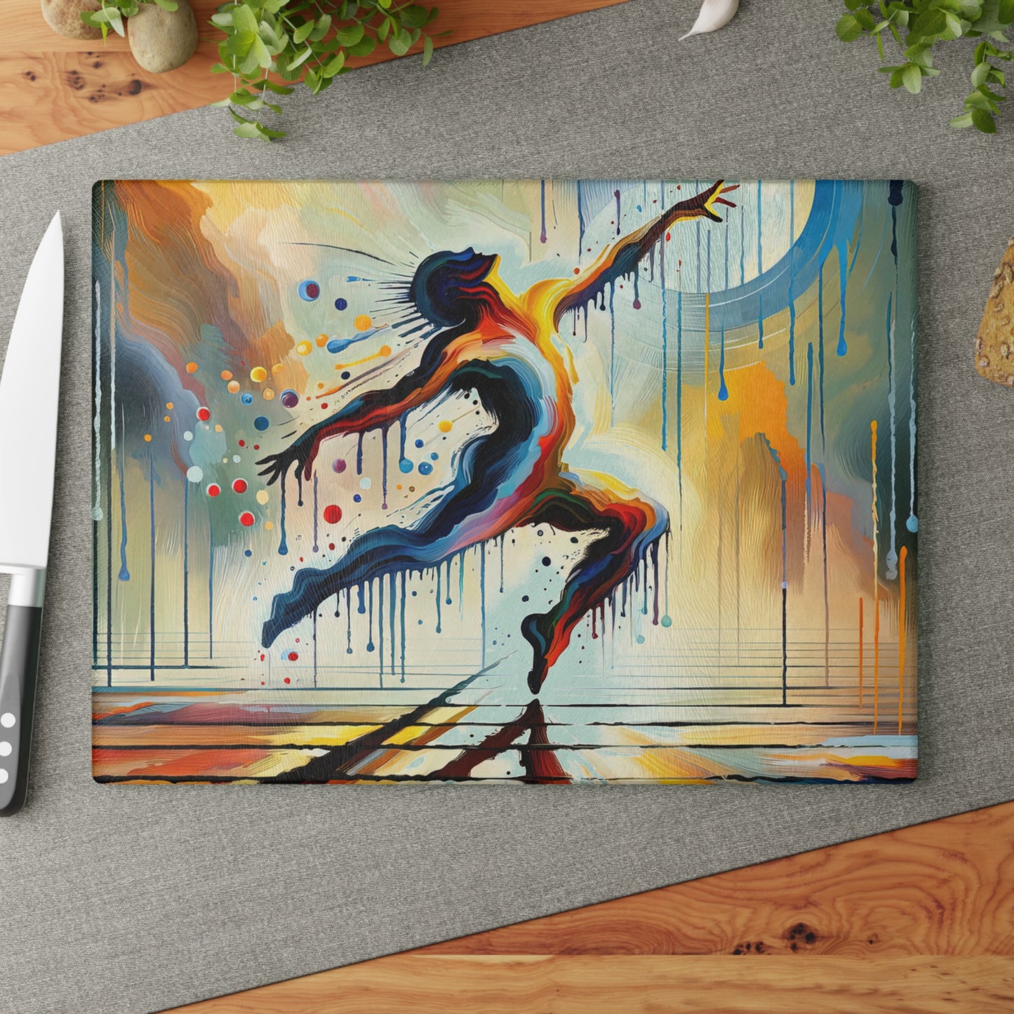 Expressive Dance Reflection Glass Cutting Board