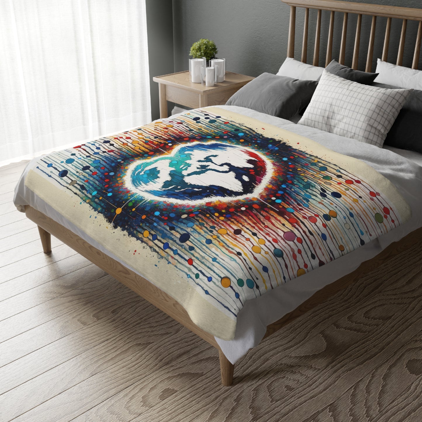 Heartbeats Synchronizing Peace Velveteen Microfiber Blanket (Two-sided print)