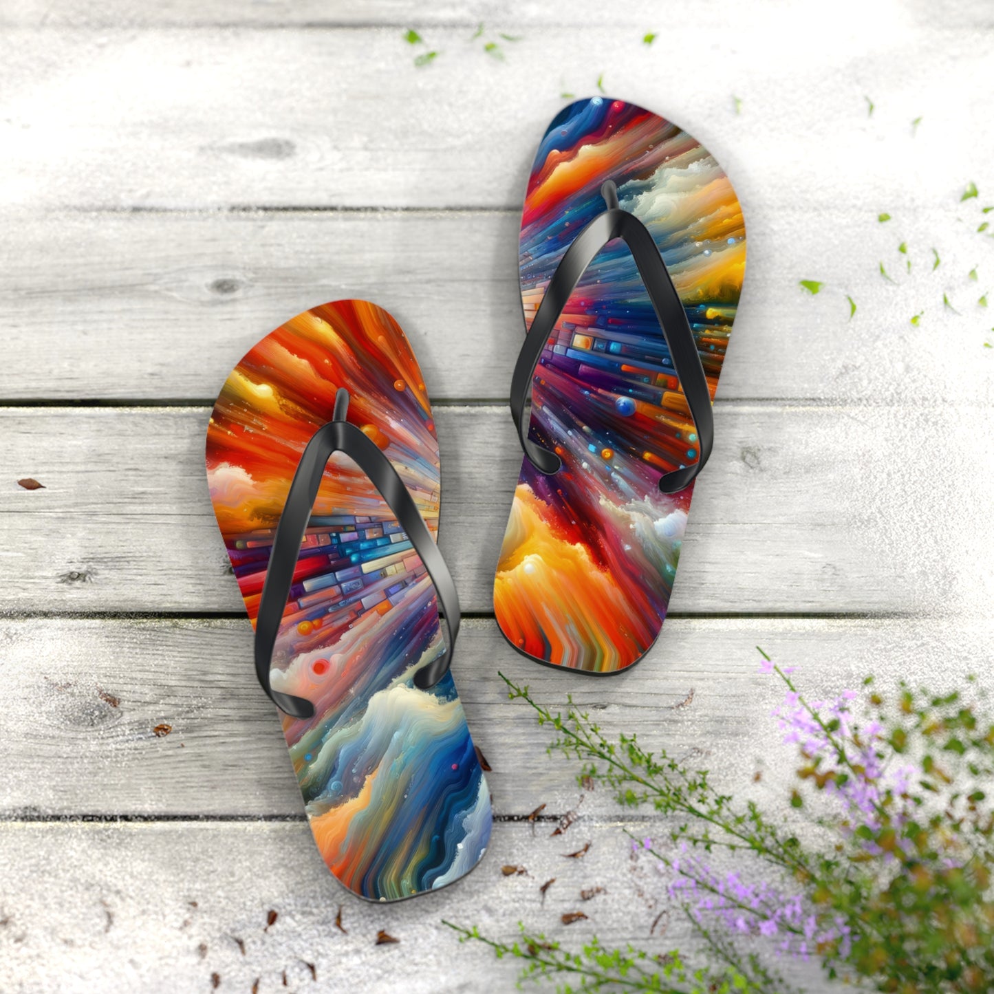 Kaleidoscopic Tachism Breath Flip Flops
