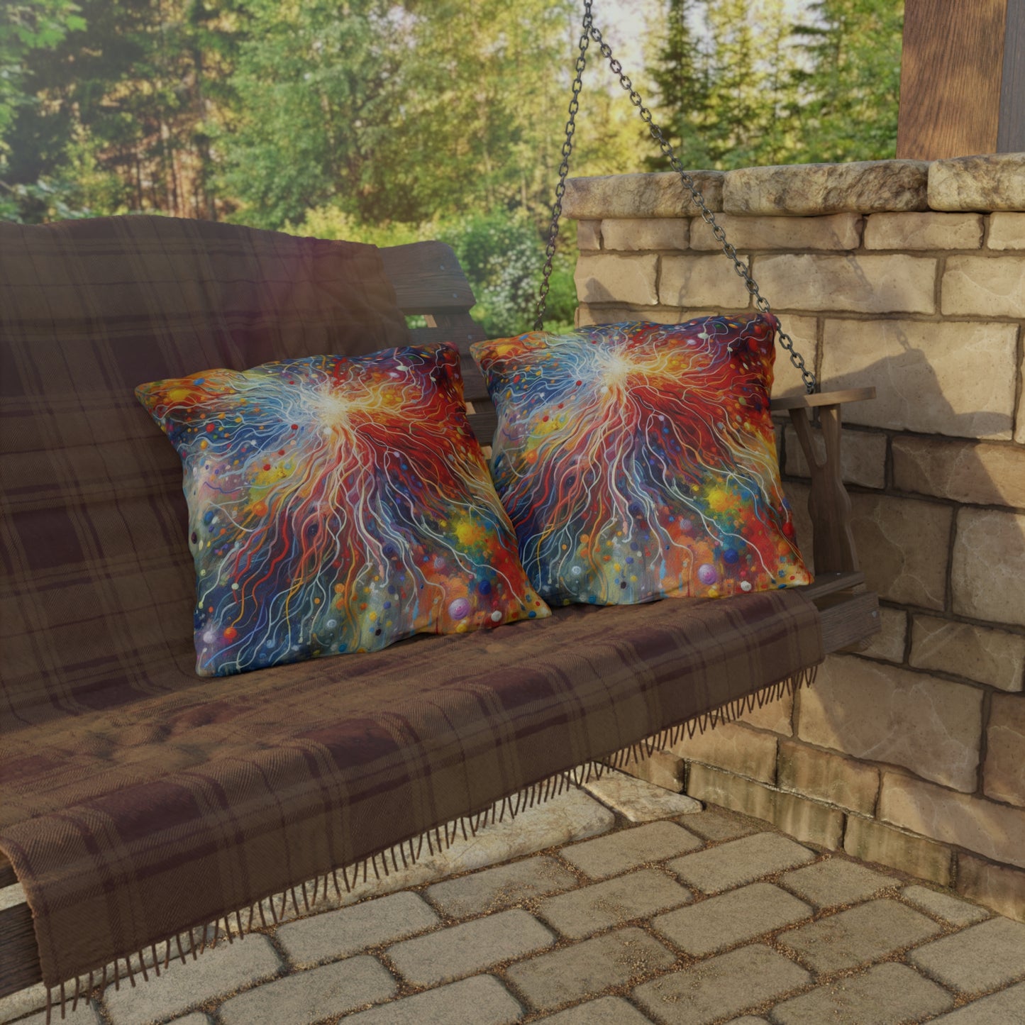 Emotive Yarn Explosion Outdoor Pillows