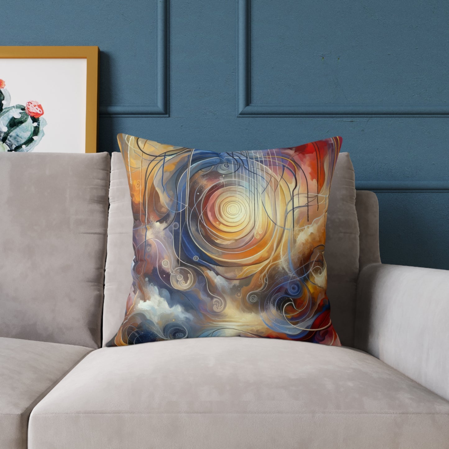 Presence Anchored Tachism Spun Polyester Pillow
