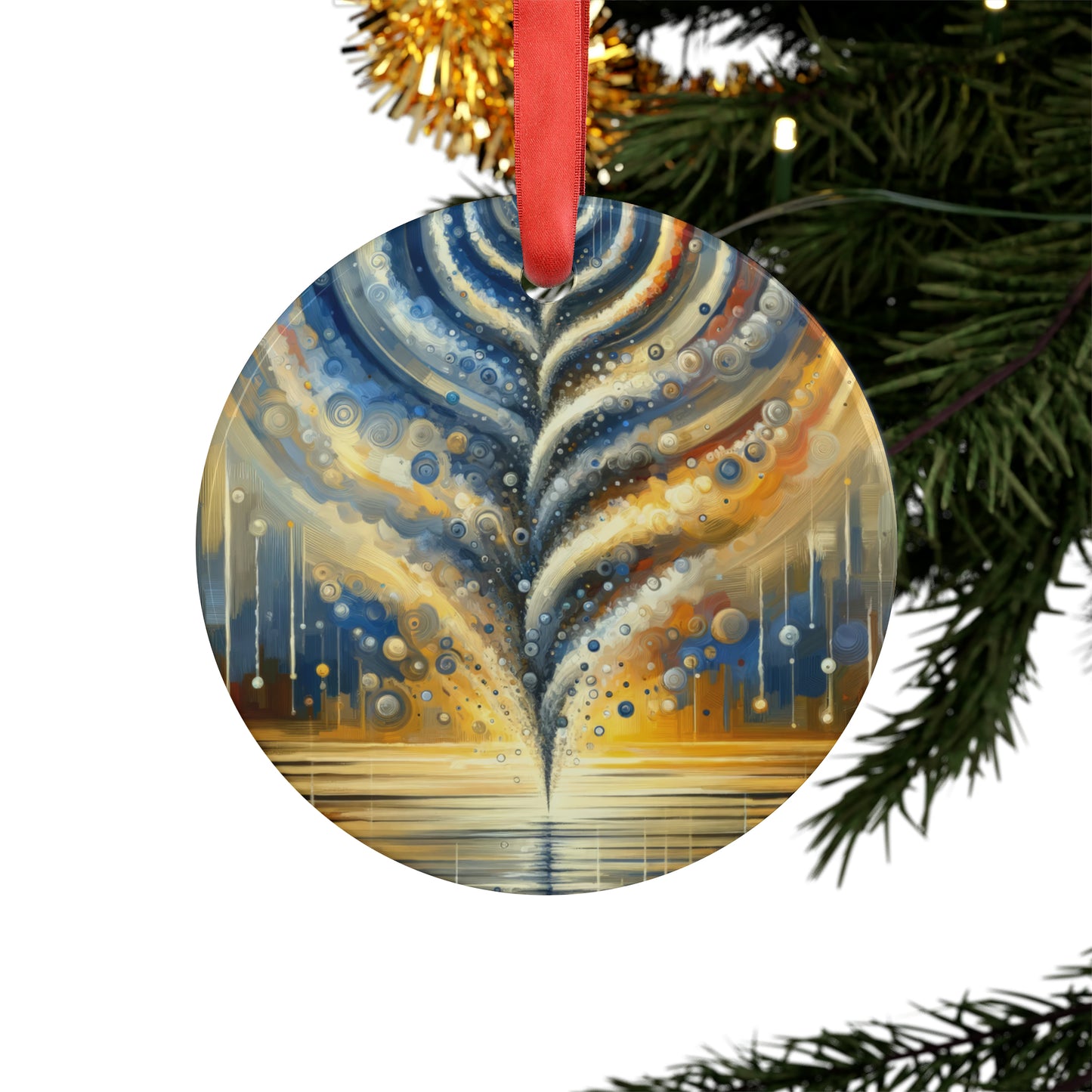 Ripple Effect Abstraction Acrylic Ornament with Ribbon