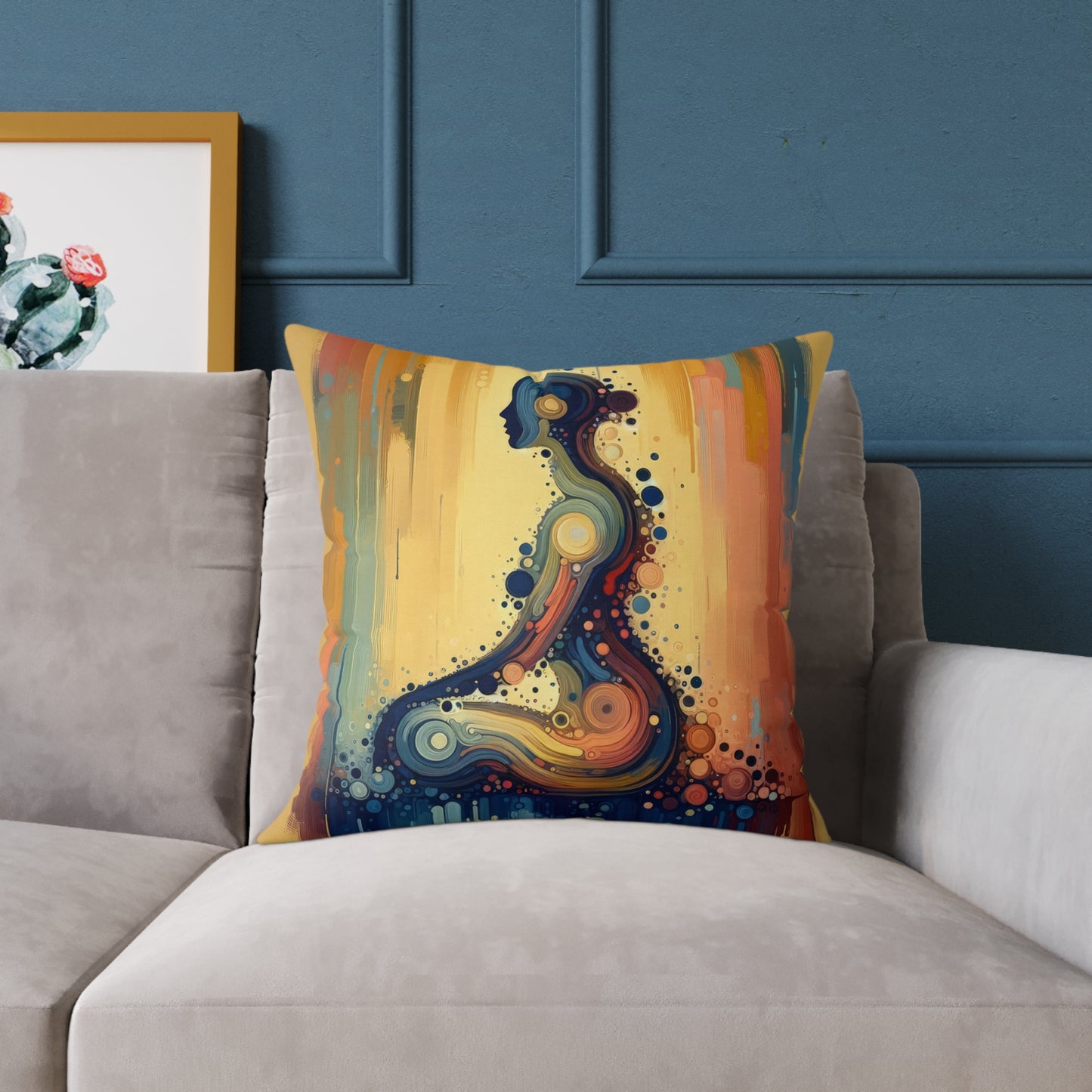 Patience Essence Tachism Spun Polyester Pillow