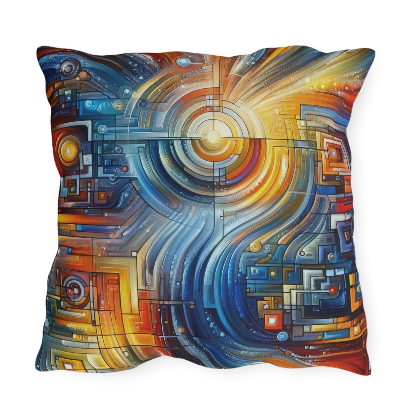 Digital Tachism Connectivity Outdoor Pillows