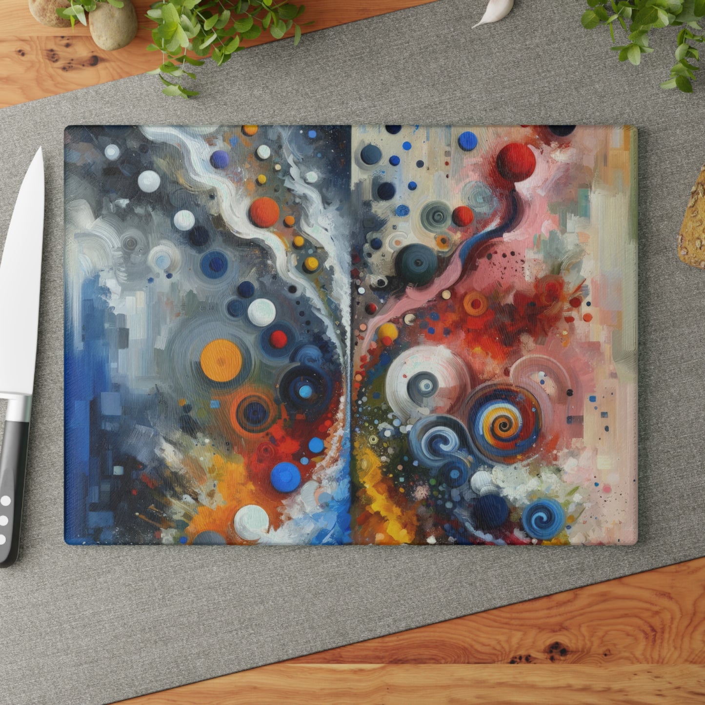 Unity Duality Abstraction Glass Cutting Board