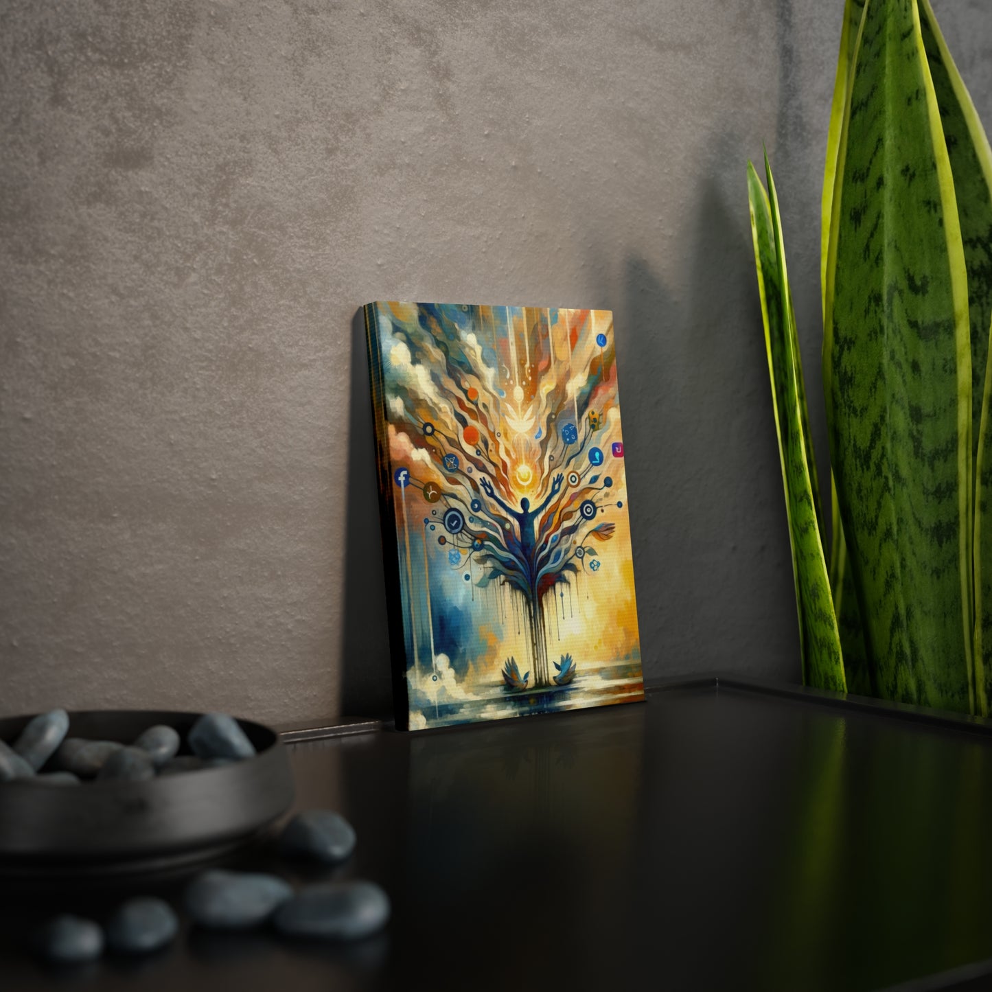 Reflective Digital Meditation Canvas Photo Tile