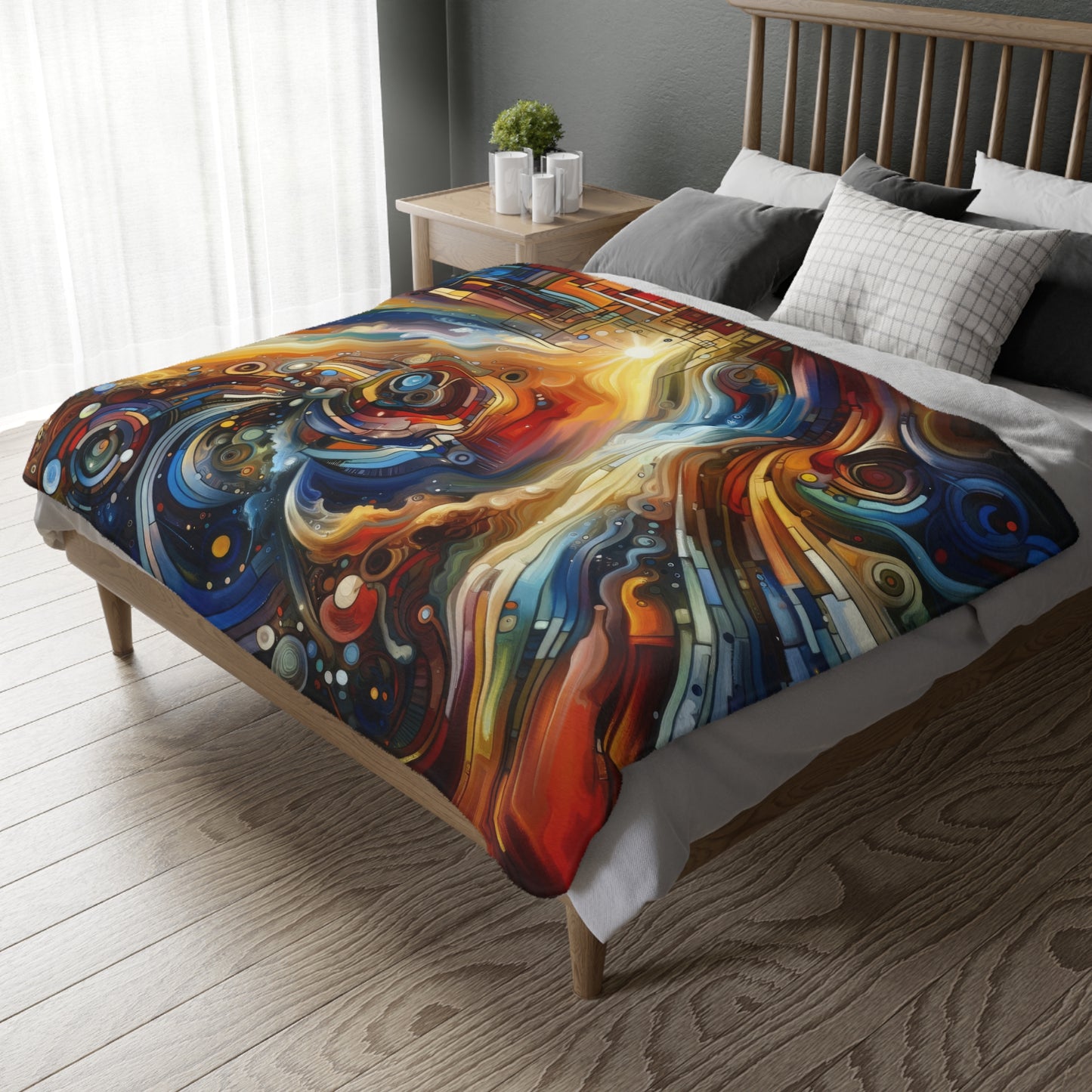 Ritualistic Growth Symphony Velveteen Microfiber Blanket (Two-sided print)