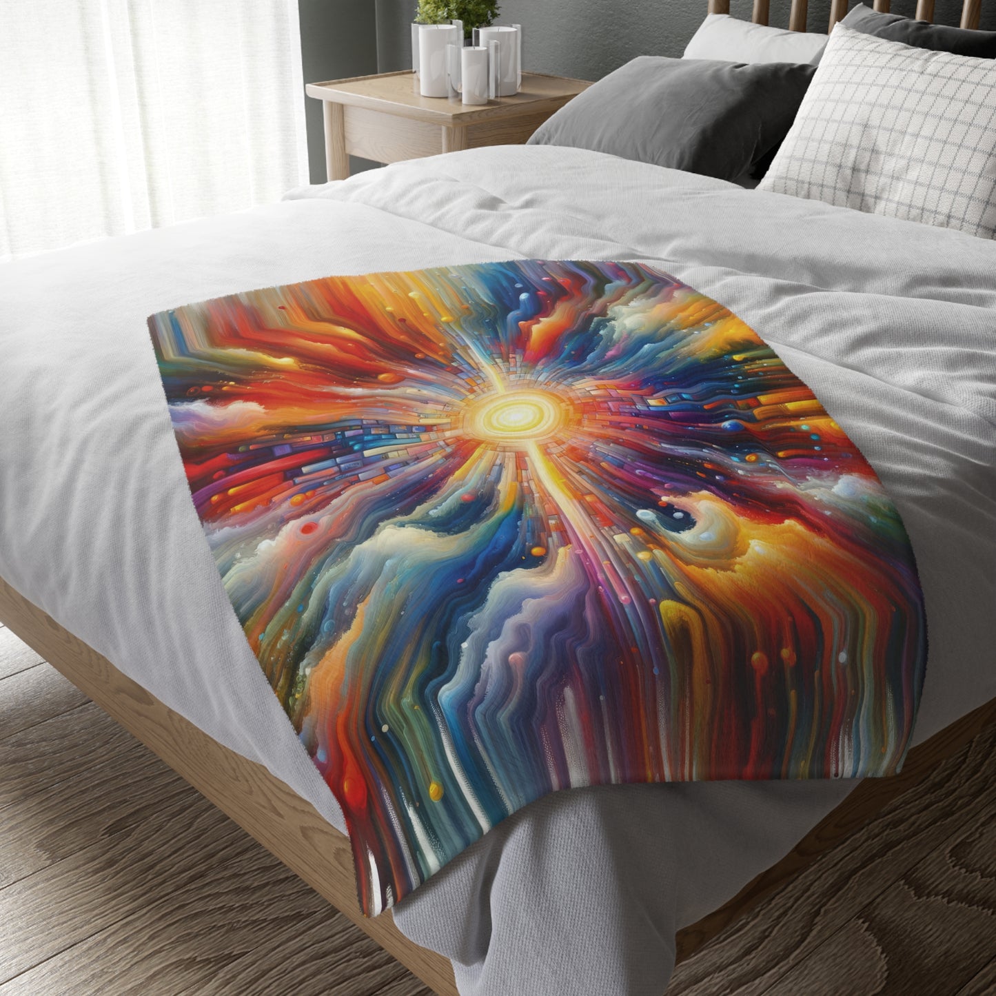 Kaleidoscopic Tachism Breath Velveteen Microfiber Blanket (Two-sided print)