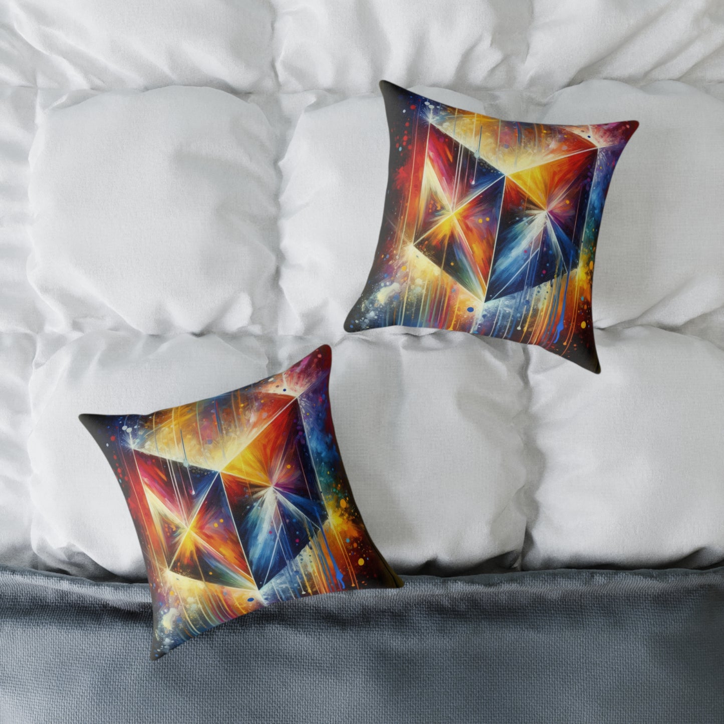Prismatic Light Spectrum Spun Polyester Pillow