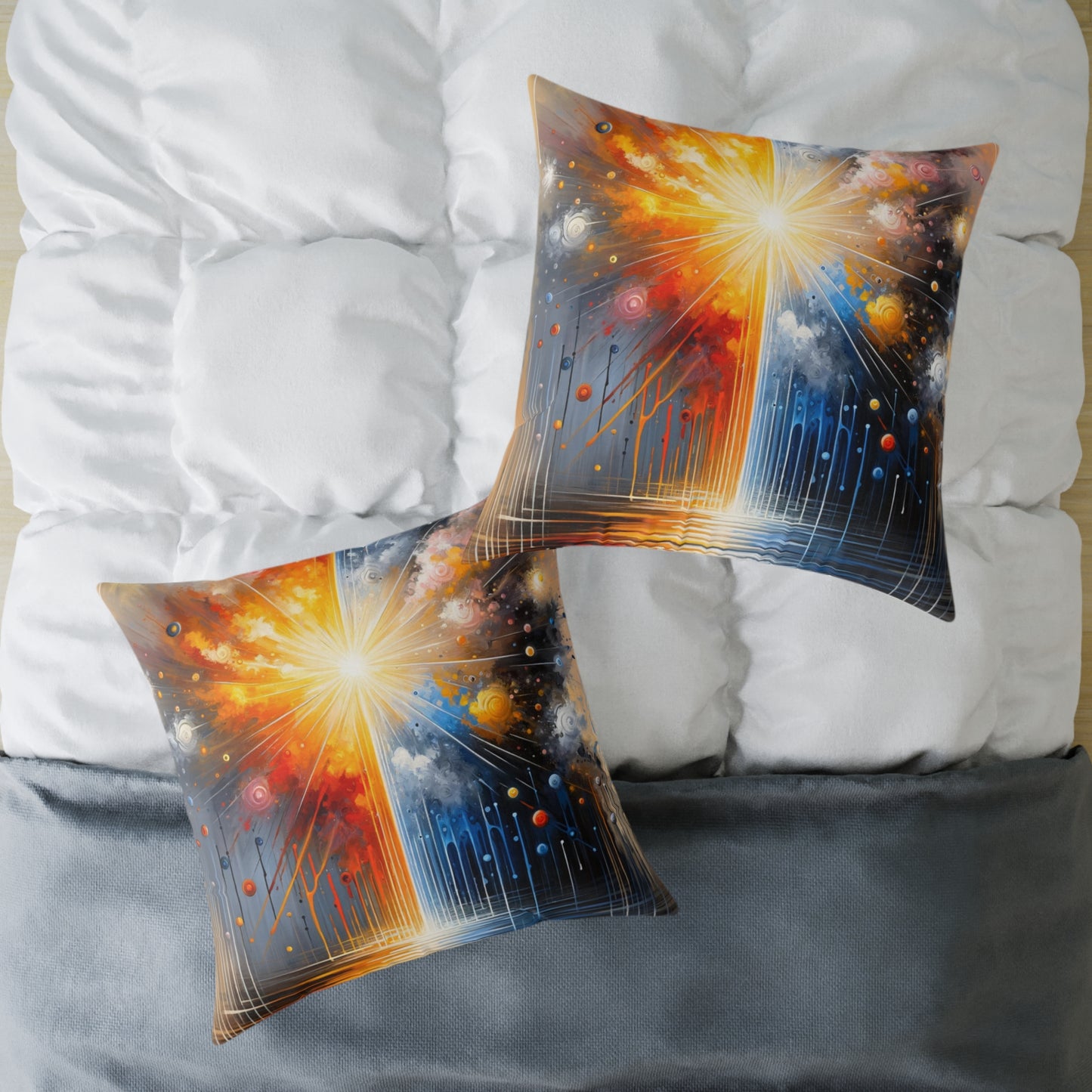 Luminous Abstract Tachism Spun Polyester Pillow