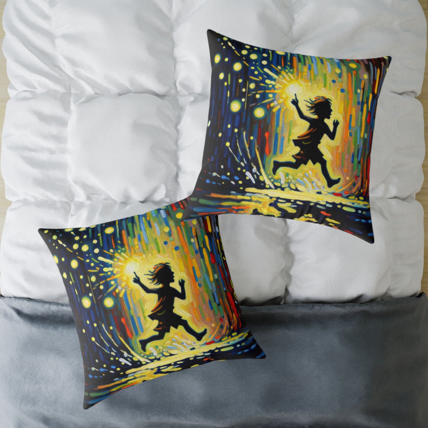 Child Firefly Chase Spun Polyester Pillow