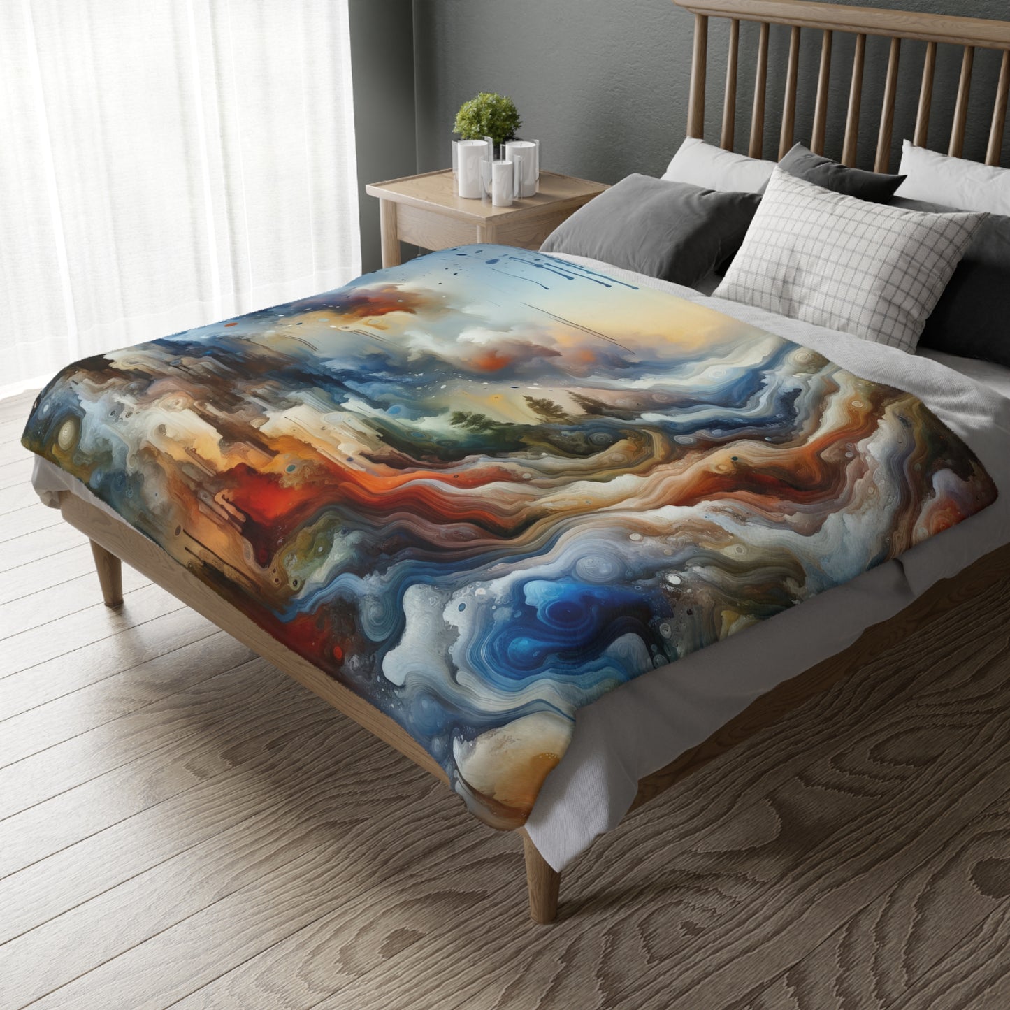 Inner Journey Abstract Velveteen Microfiber Blanket (Two-sided print)