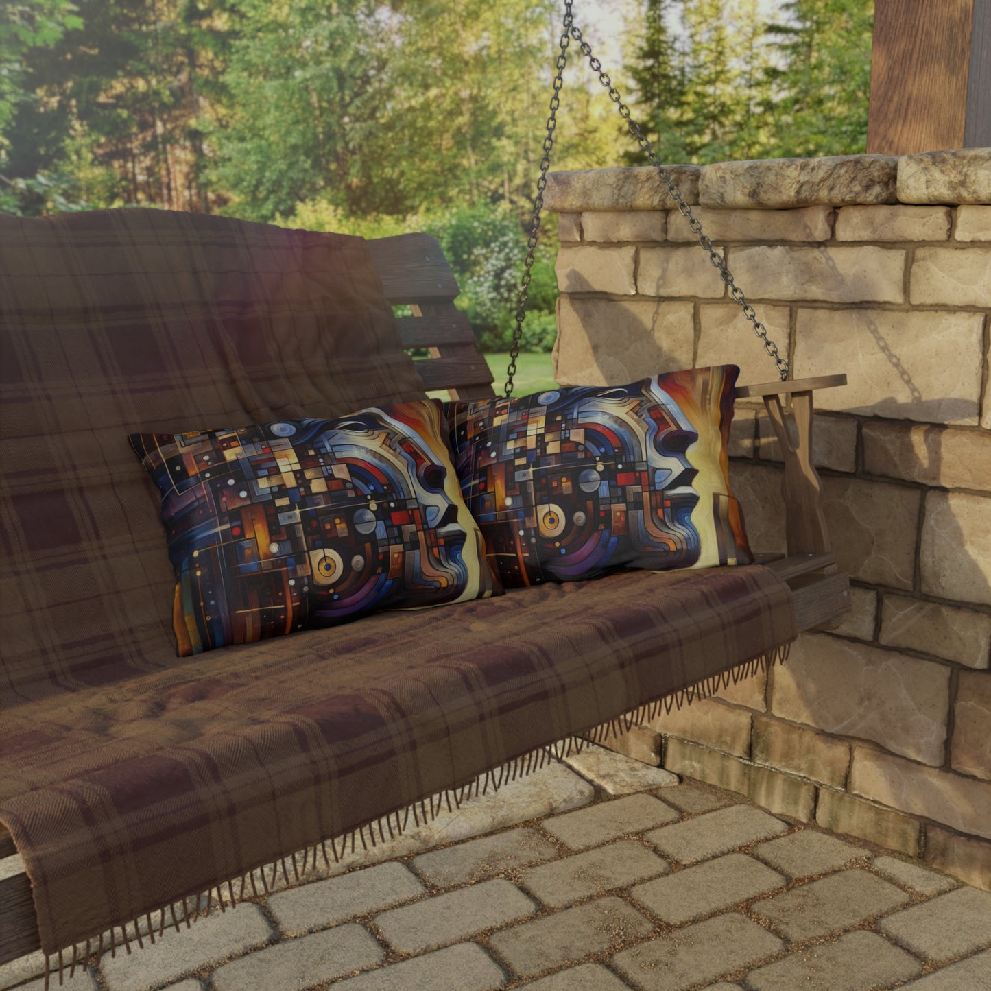 Reflective Tachism Shield Outdoor Pillows