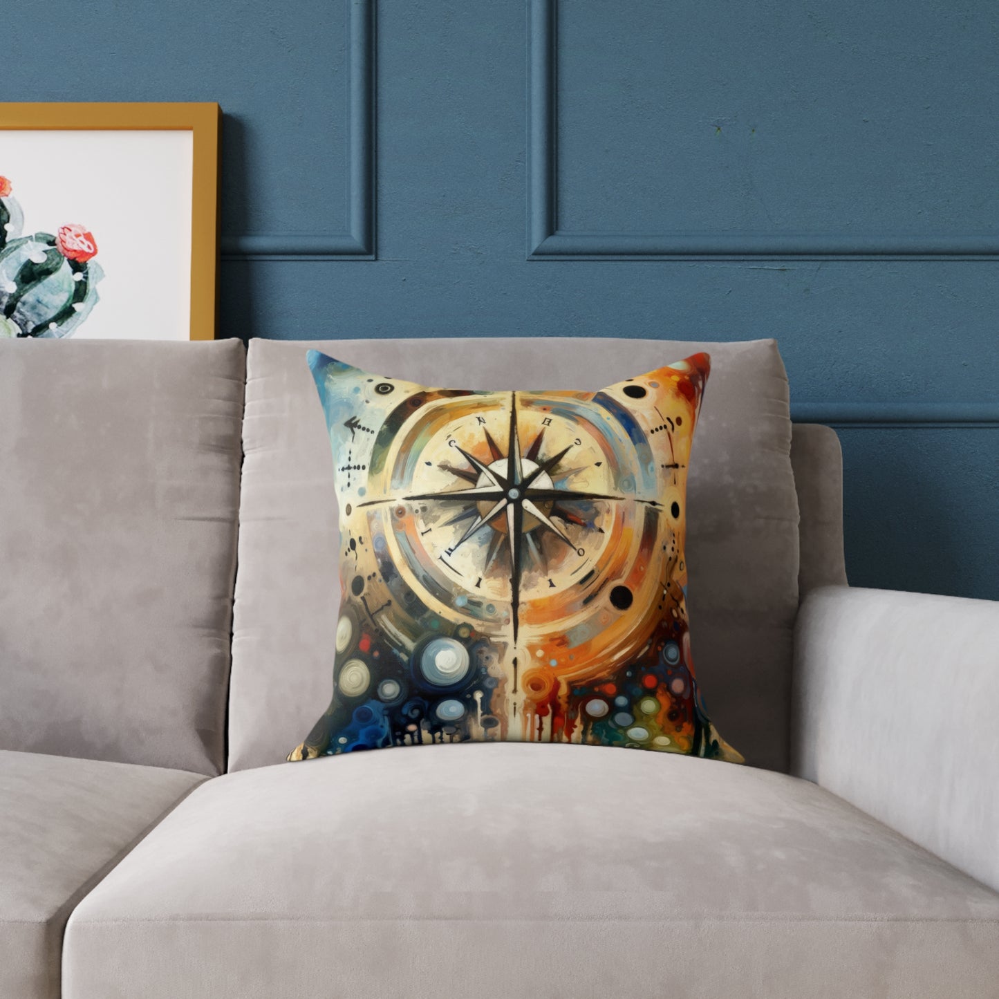 Guidance Abstract Compass Spun Polyester Pillow