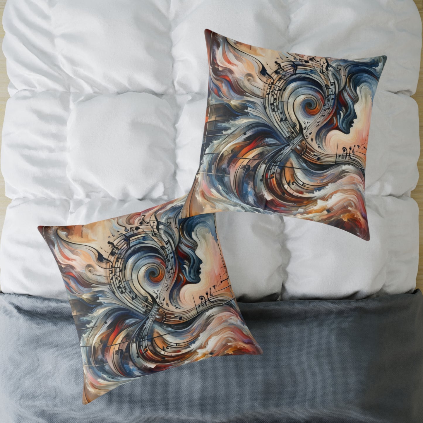 Symphonic Empathic Swirls Spun Polyester Pillow