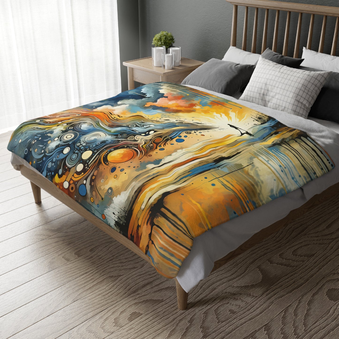 Intentional Awakening Reflection Velveteen Microfiber Blanket (Two-sided print)