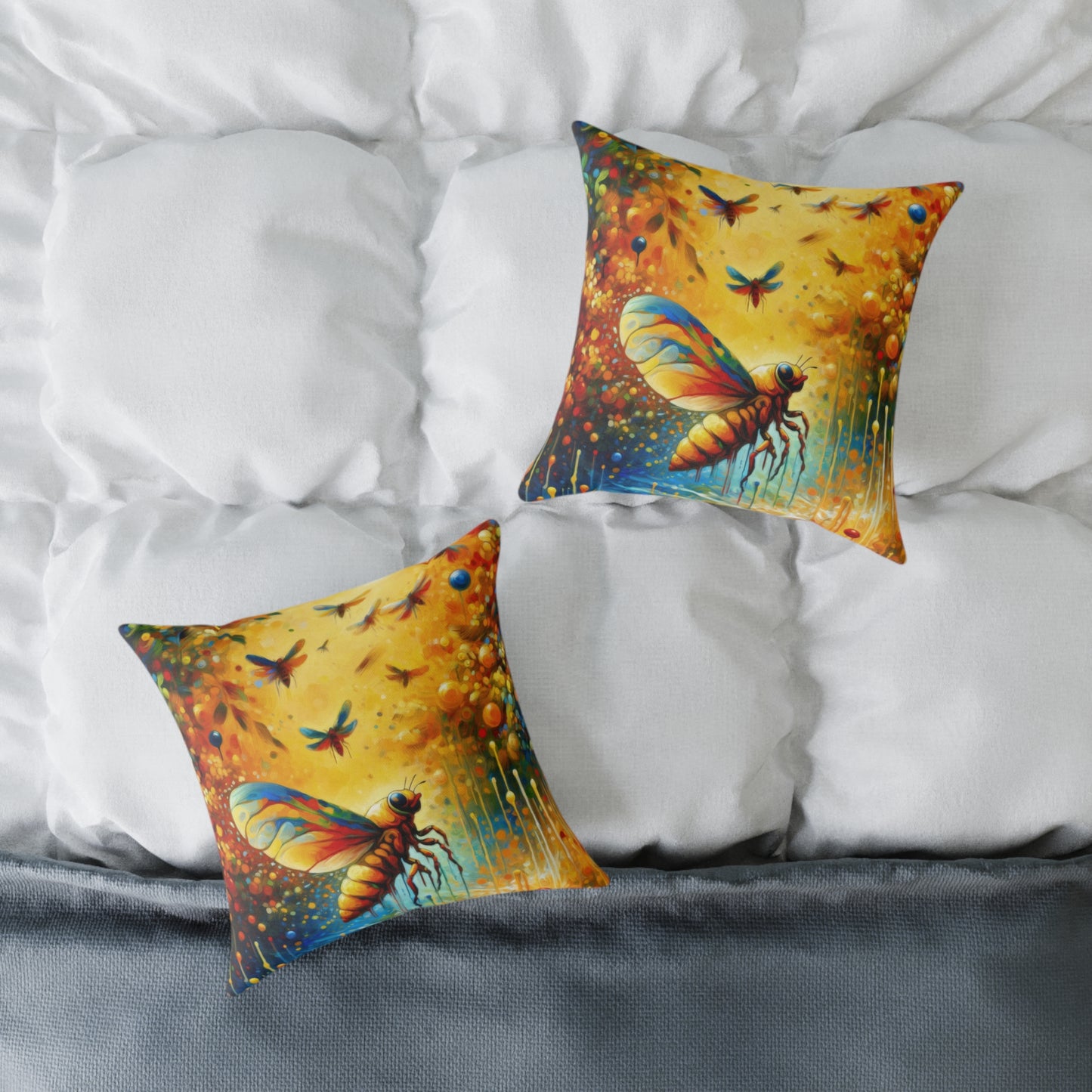Seasonal Cicada Vibrance Spun Polyester Pillow