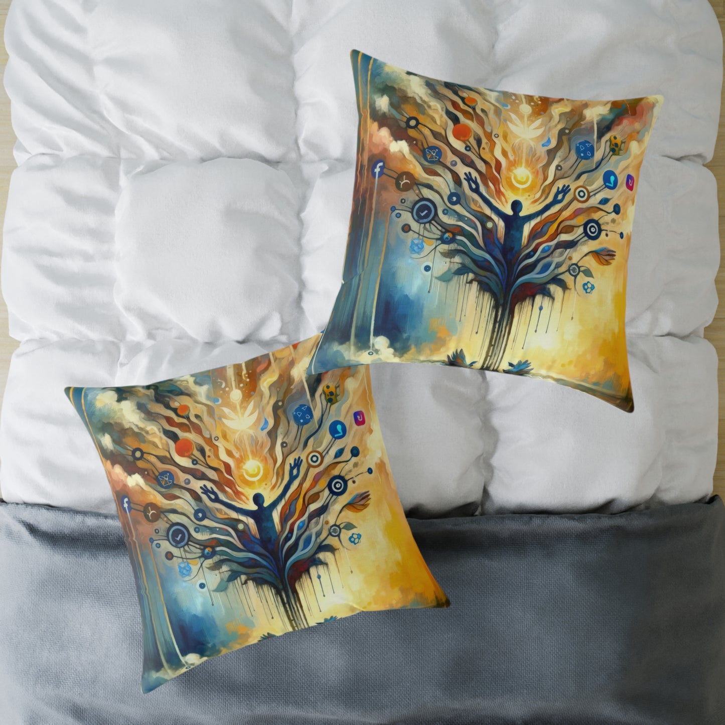 Reflective Digital Meditation Spun Polyester Pillow