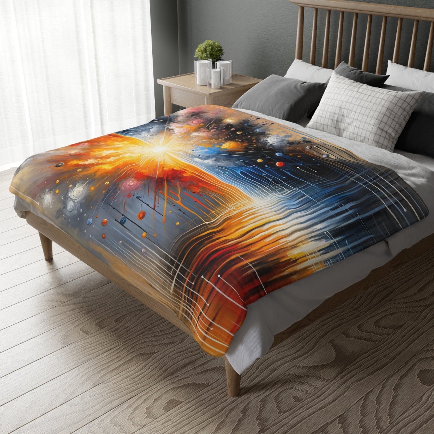 Luminous Abstract Tachism Velveteen Microfiber Blanket (Two-sided print)