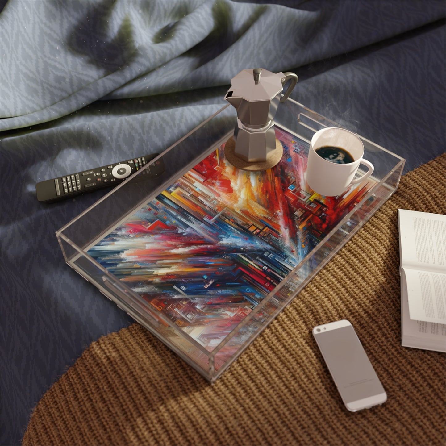 Digital Chaos Symphony Acrylic Serving Tray