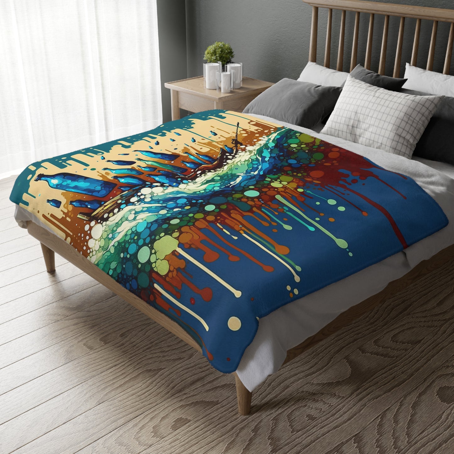 Oceanic Bottle Rescue Velveteen Microfiber Blanket (Two-sided print)