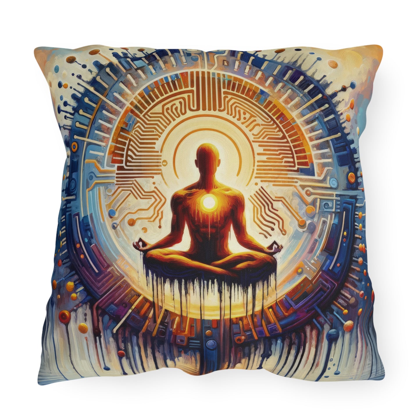Meditative Technological Fusion Outdoor Pillows