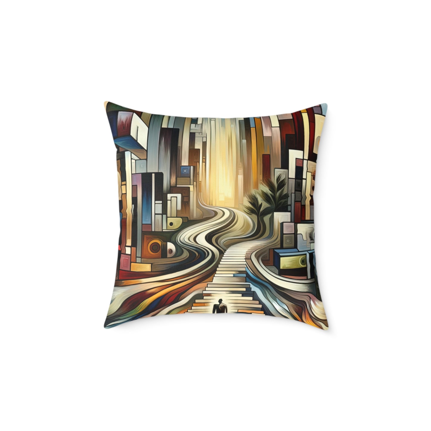 Relatable Journey Abstraction Spun Polyester Pillow