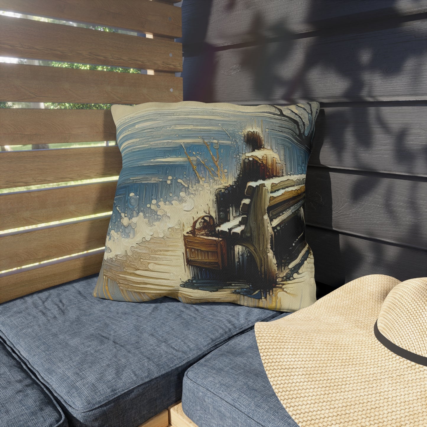 Seaside Solitude Tachism Outdoor Pillows