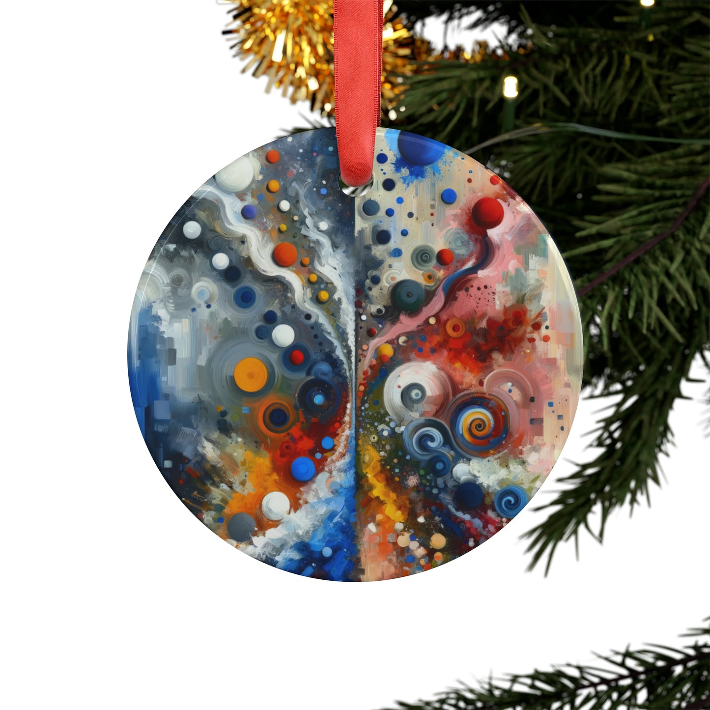 Unity Duality Abstraction Acrylic Ornament with Ribbon