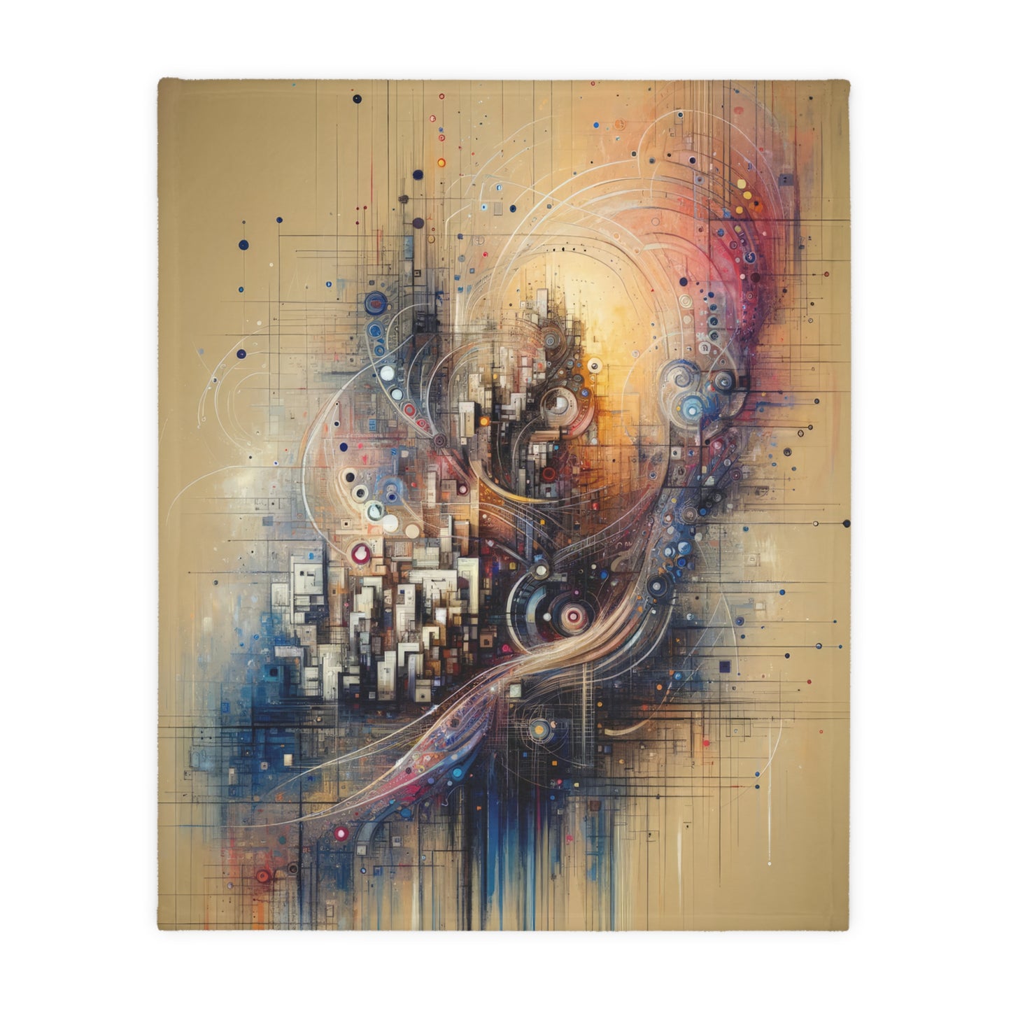 Digital Rhythmic Architecture Velveteen Microfiber Blanket (Two-sided print)