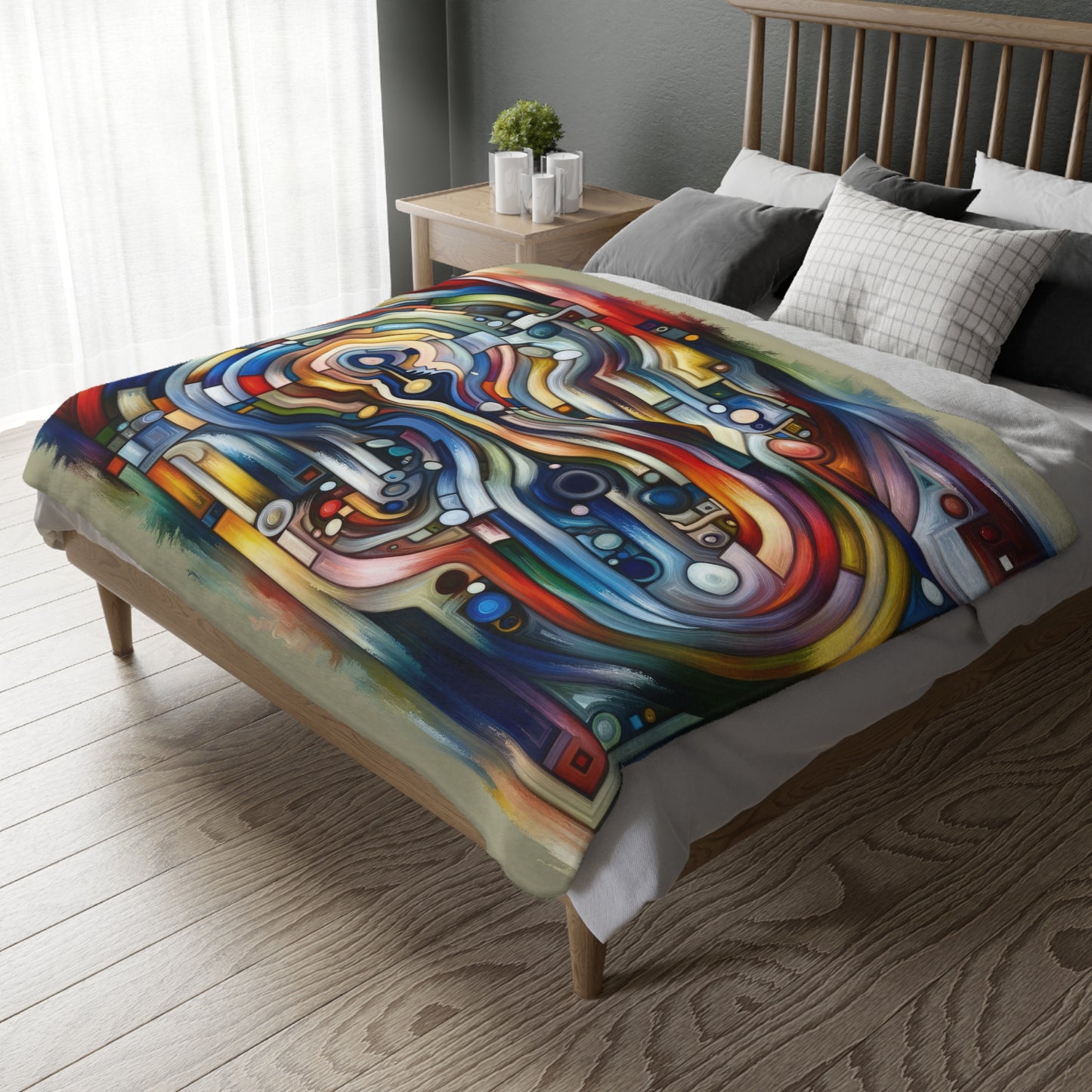 Embracing Faceted Unity Velveteen Microfiber Blanket (Two-sided print)