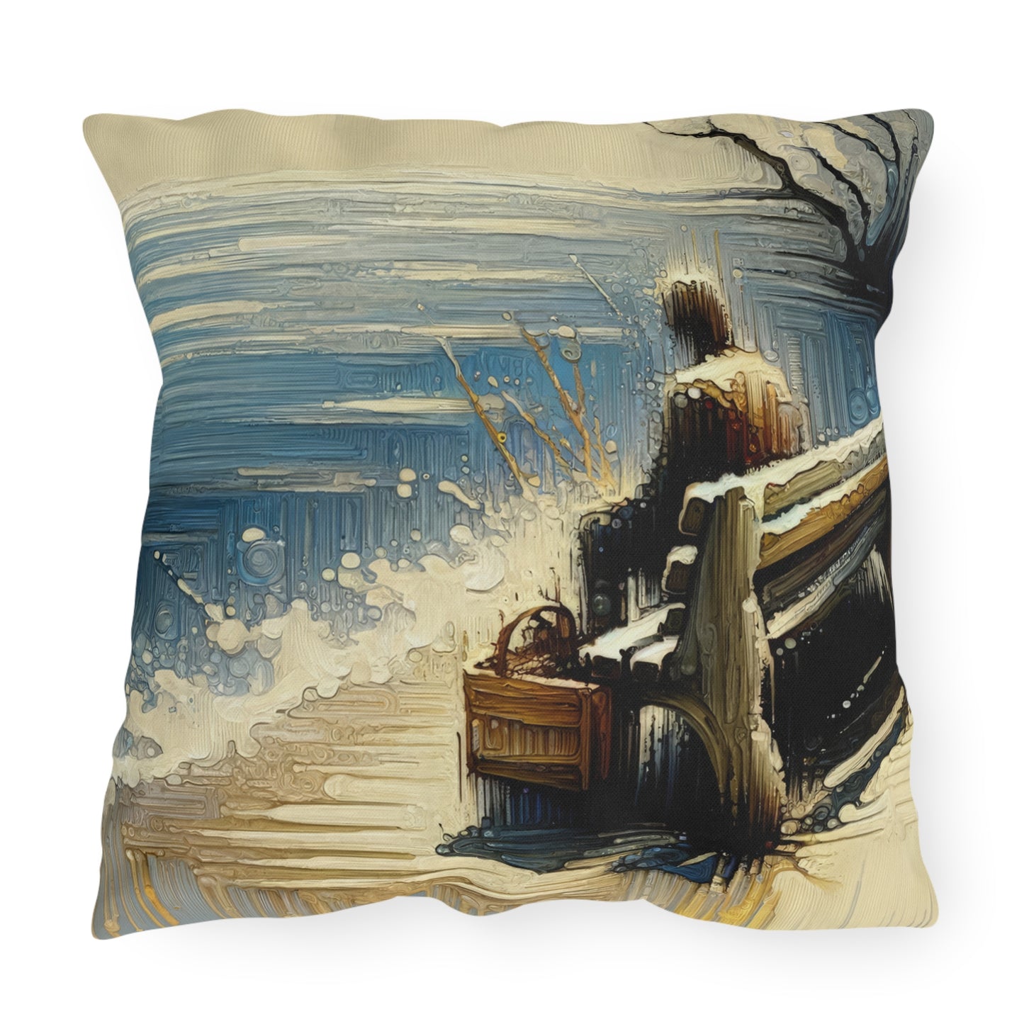 Seaside Solitude Tachism Outdoor Pillows