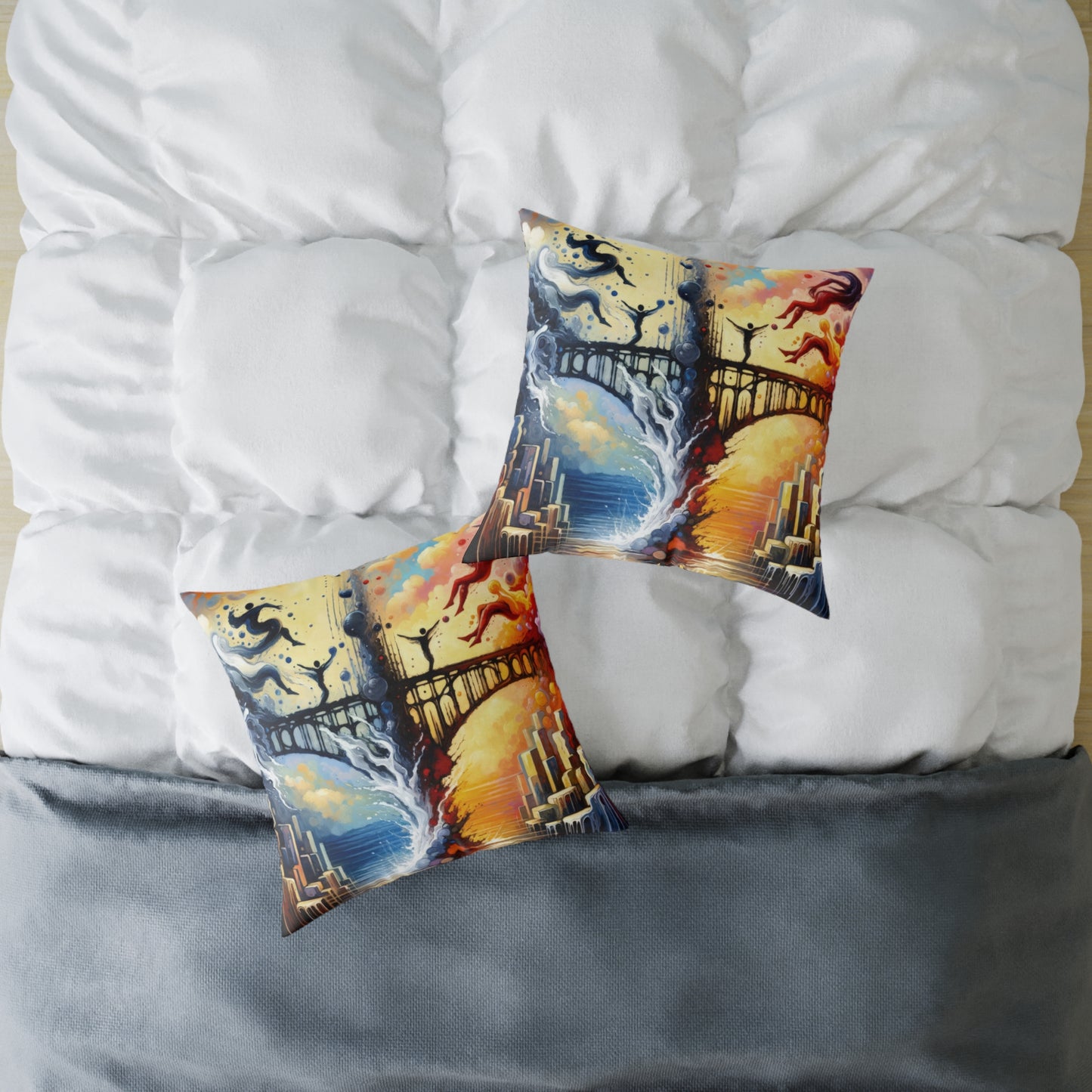 Faithful Diving Bridges Spun Polyester Pillow