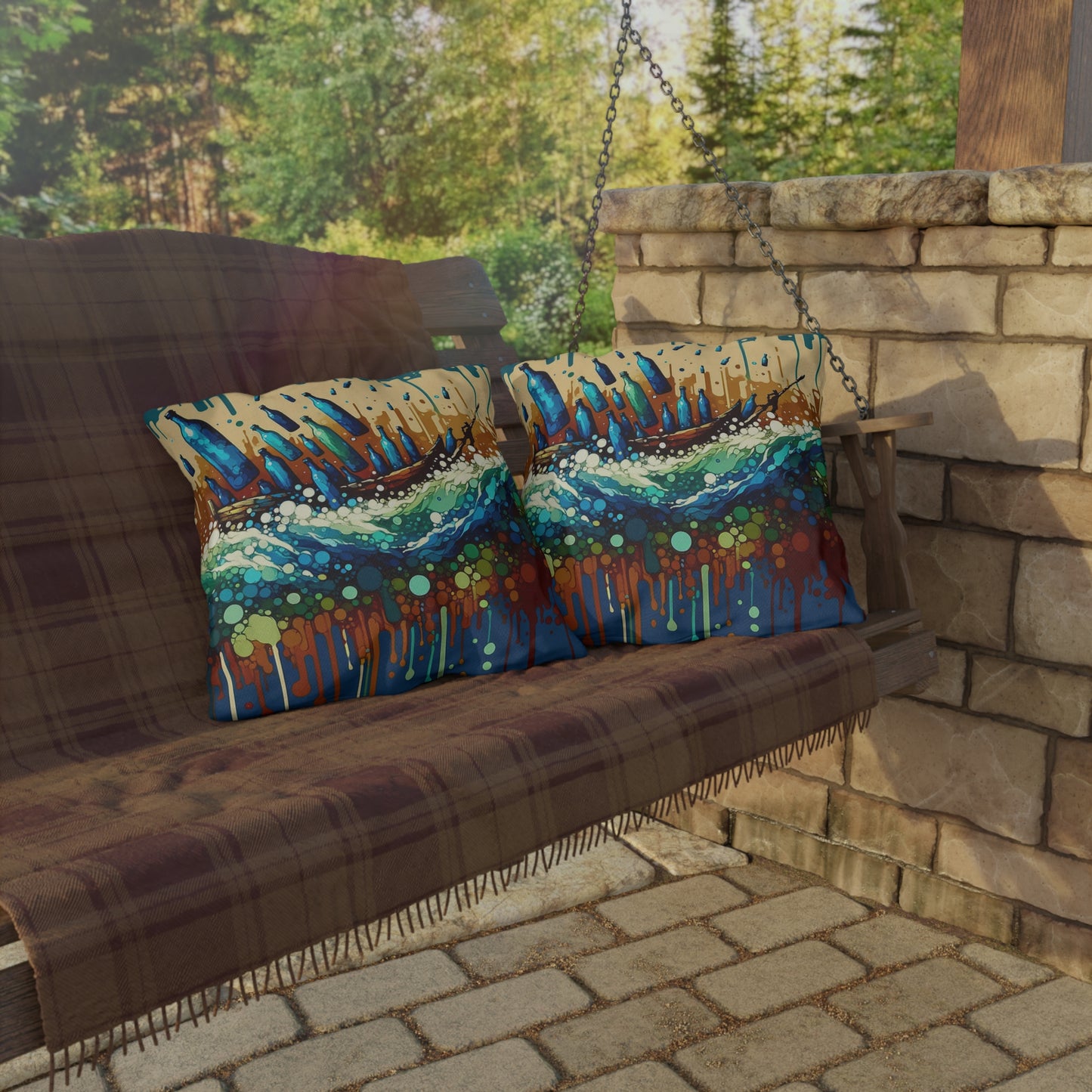 Oceanic Bottle Rescue Outdoor Pillows